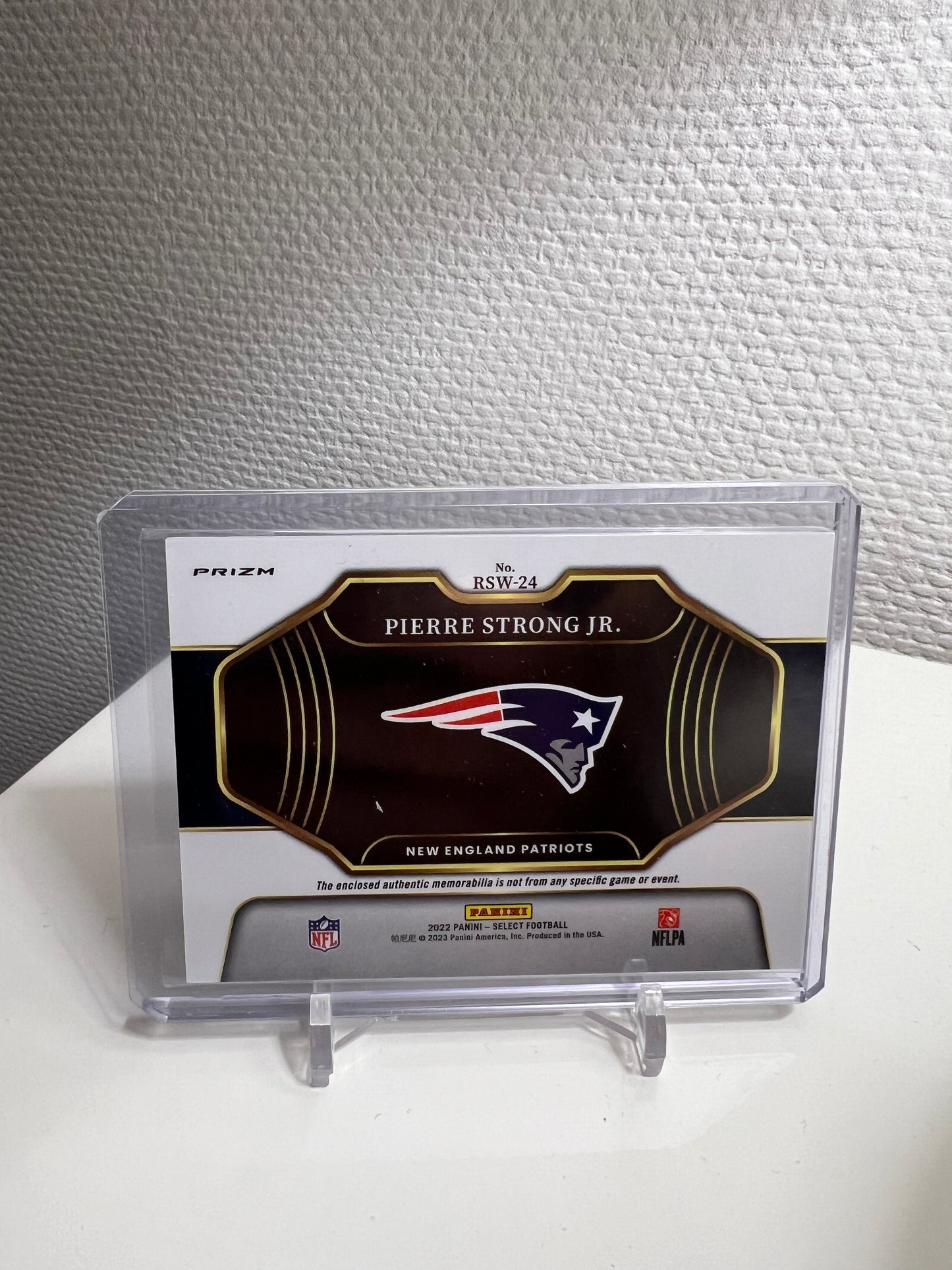 Select 22 - Pierre Strong Jr. Rookie Swatches RC Card Red Prizm - New England Patriots #RSW-24