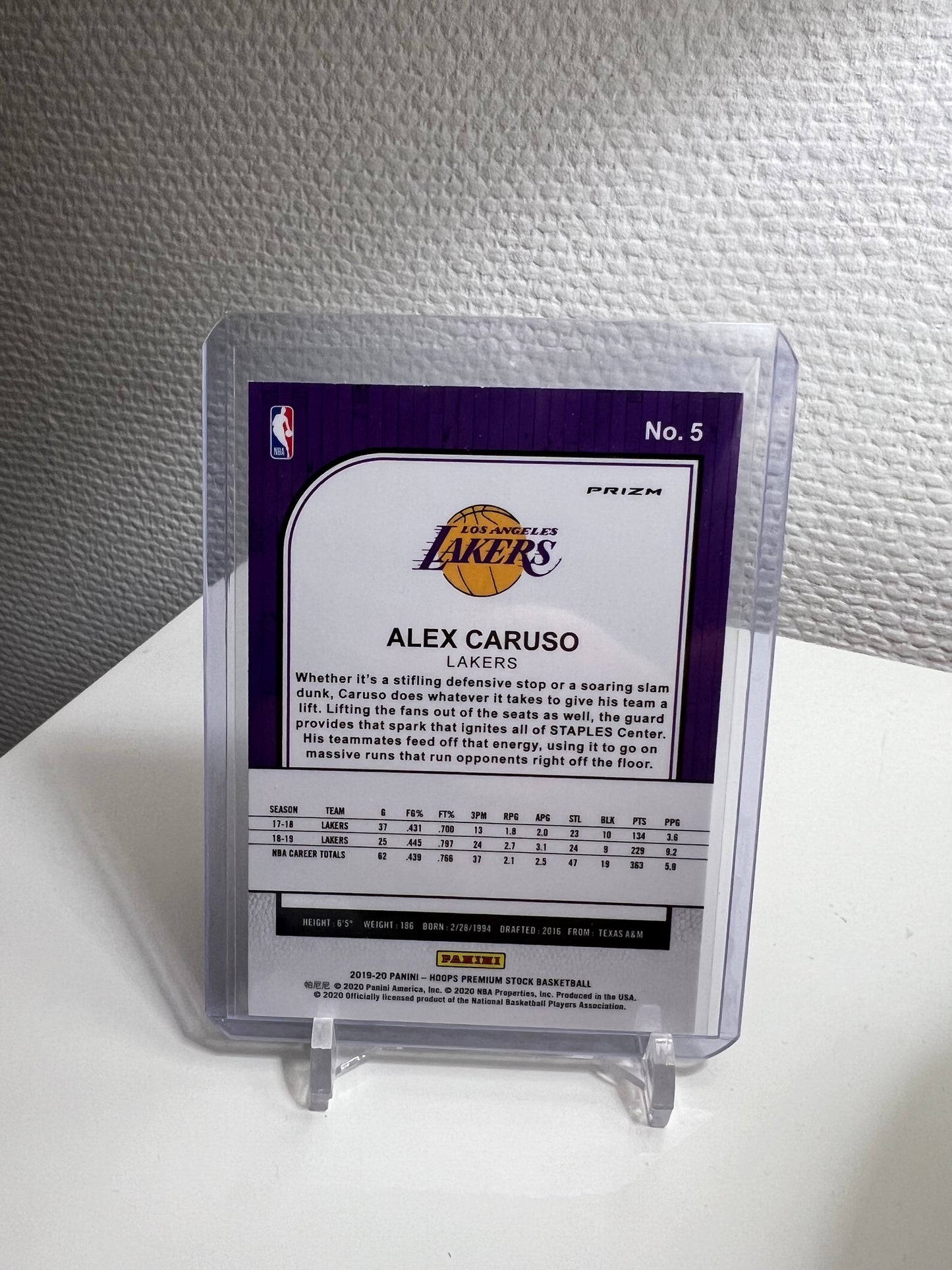 Hoops Premium Stock 19-20 - Alex Caruso Silver Mojo Prizm - Los Angeles Lakers