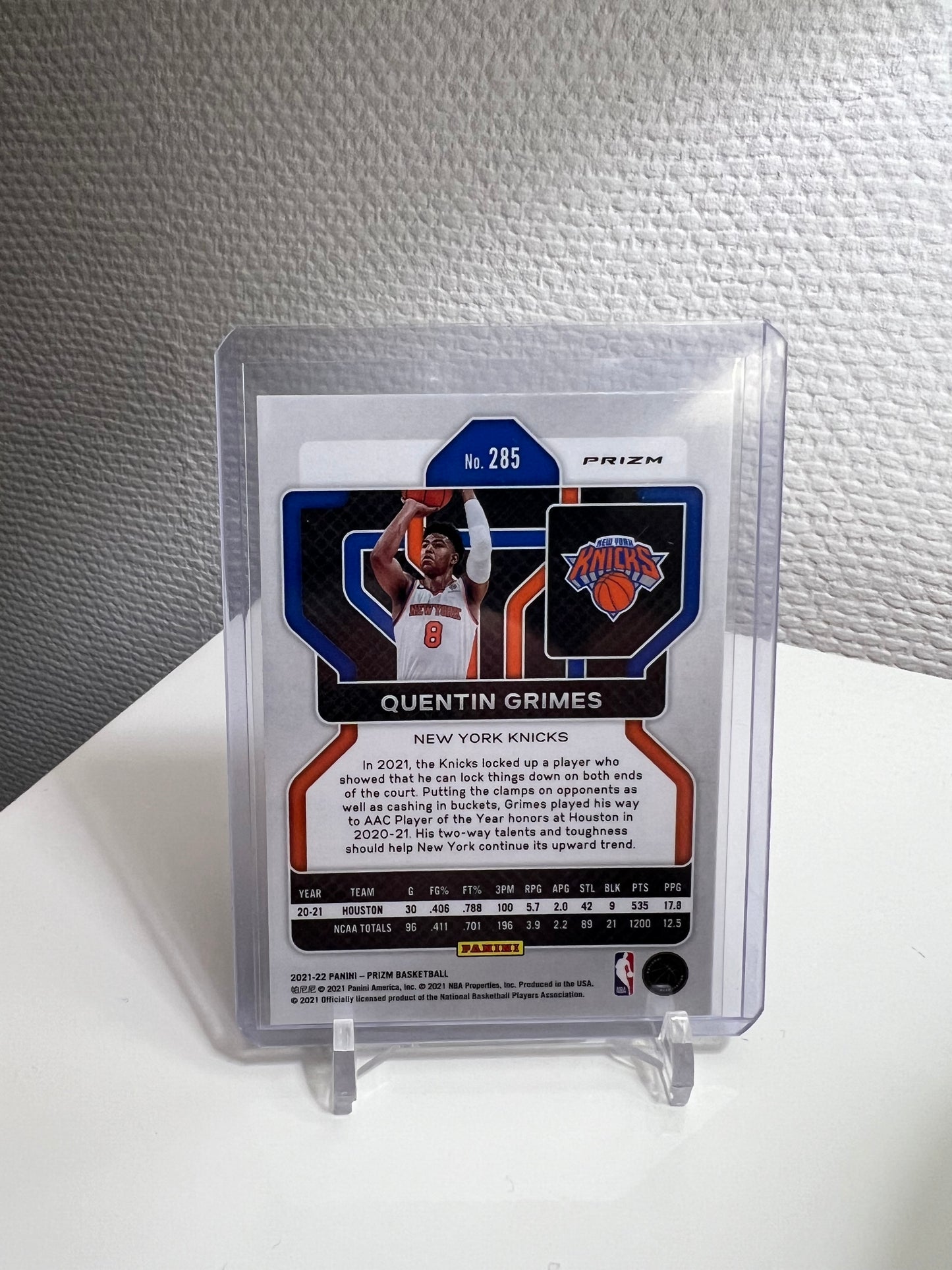 Prizm 21-22 - Quentin Grimes Green RC Card - New York Knicks