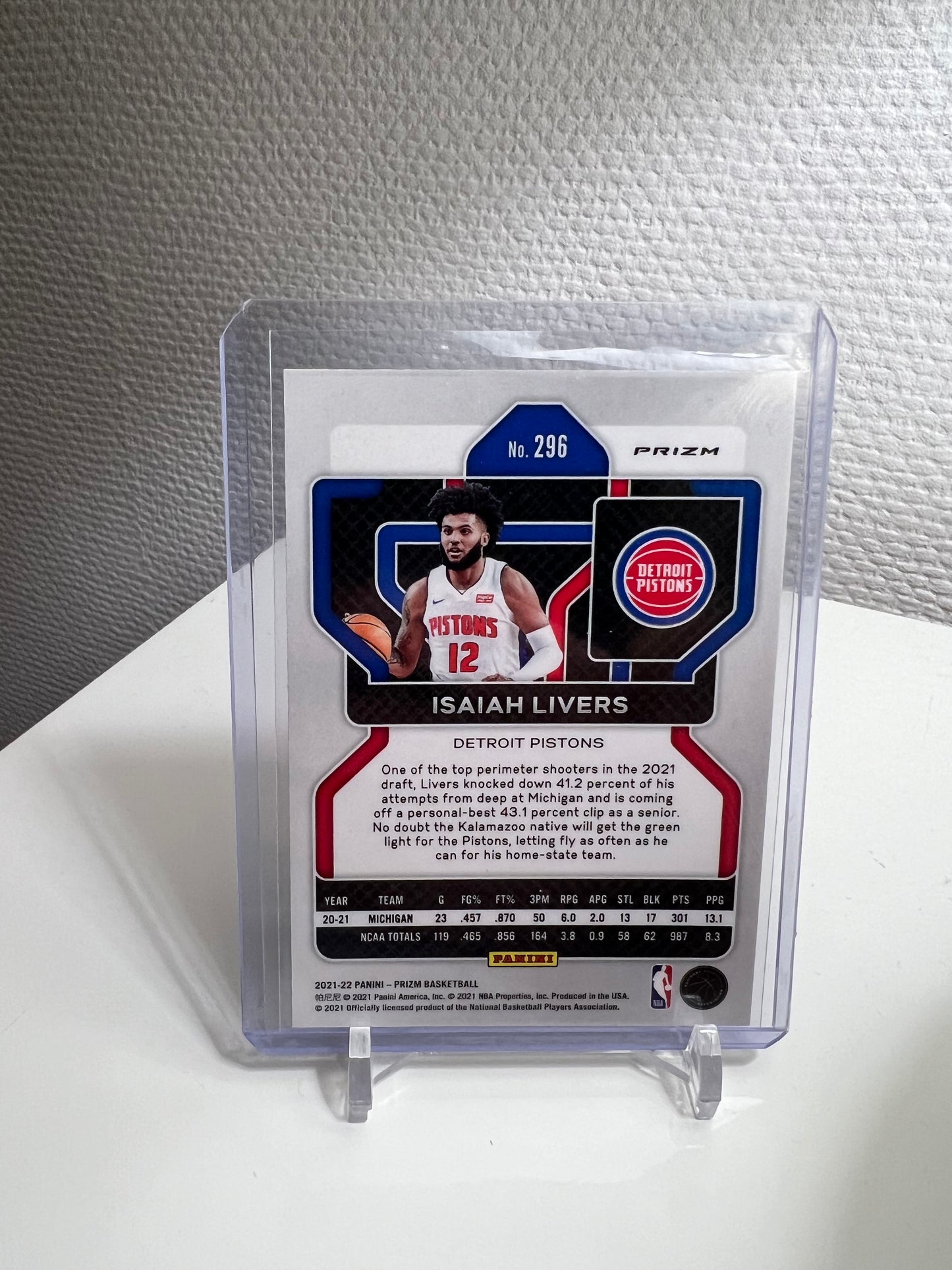 Prizm 21-22 - Isaiah Livers Green Prizm RC Card - Detroit Pistons