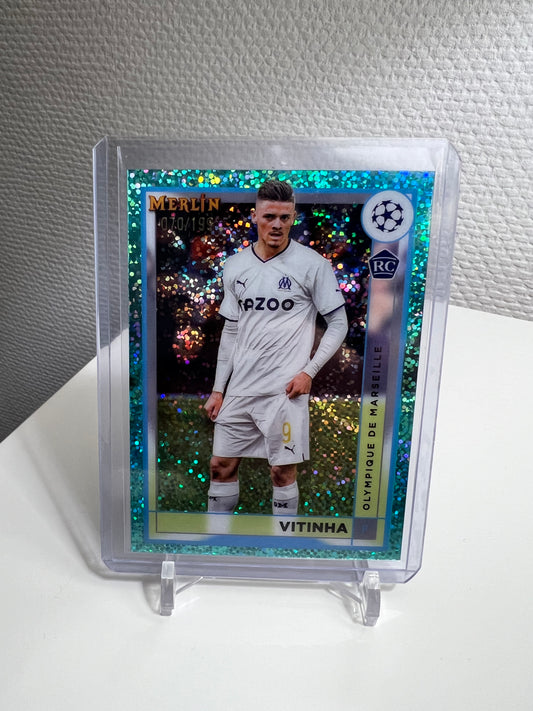 Merlin Chrome 22-23 - Vitinha Aqua Speckle /199 RC Card - Olympique Marseille
