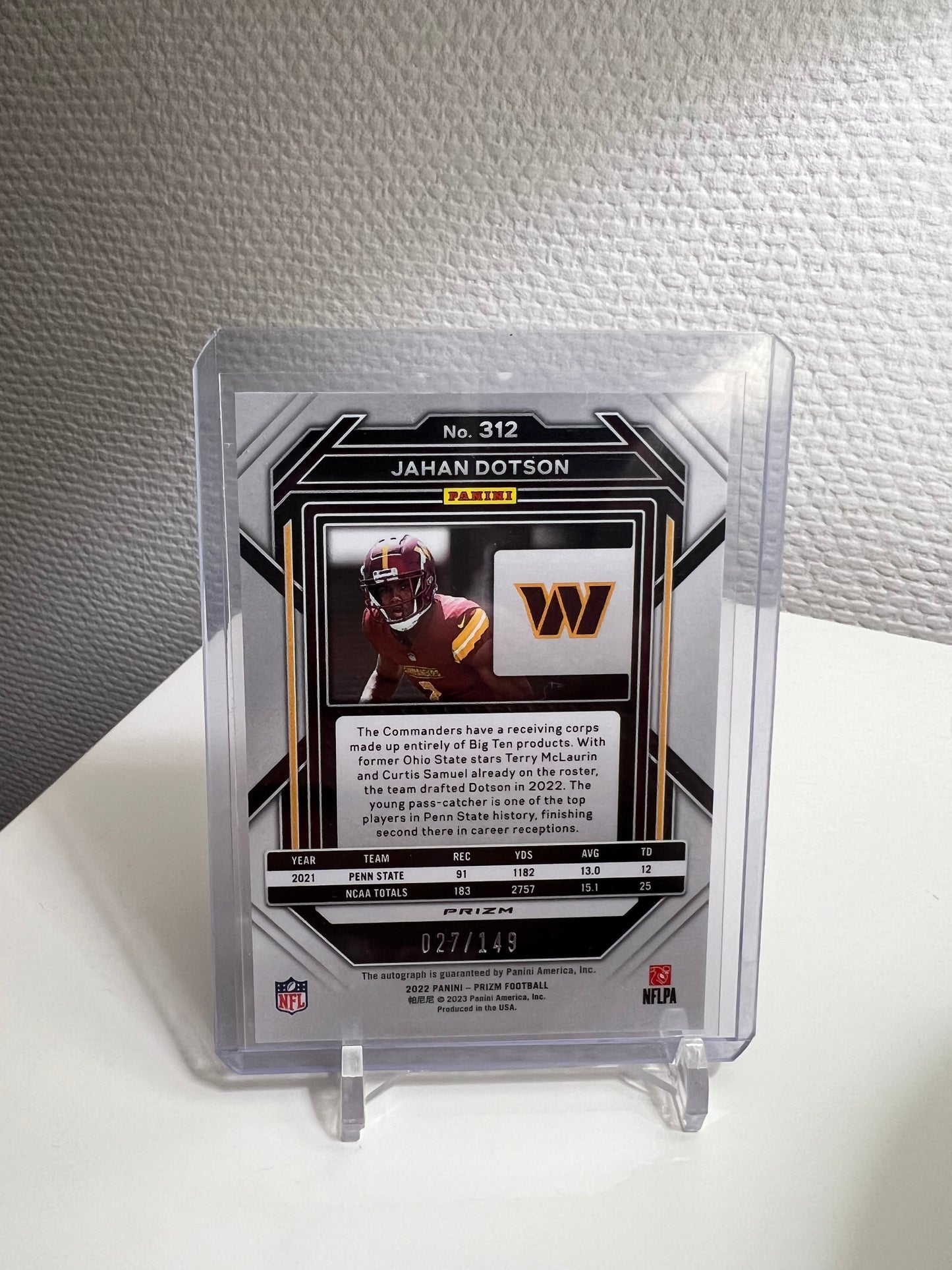 Prizm 22 - Jahan Dotson Red Wave /149 Autograph RC Card - Washington Commanders