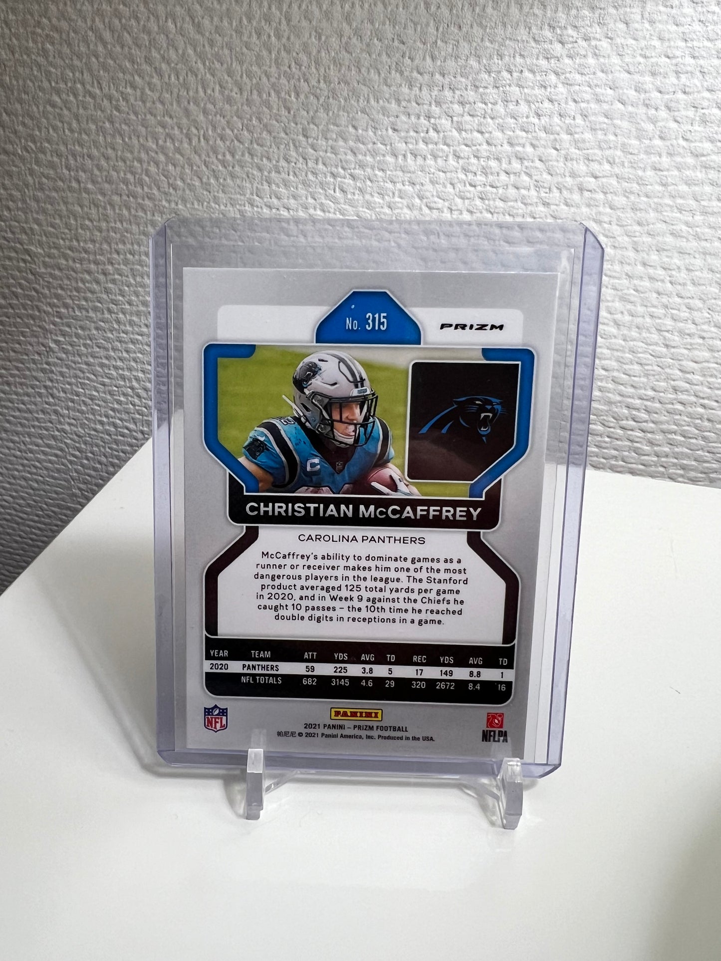 Prizm 21 - Christian McCaffrey Silver Holo - Carolina Panthers