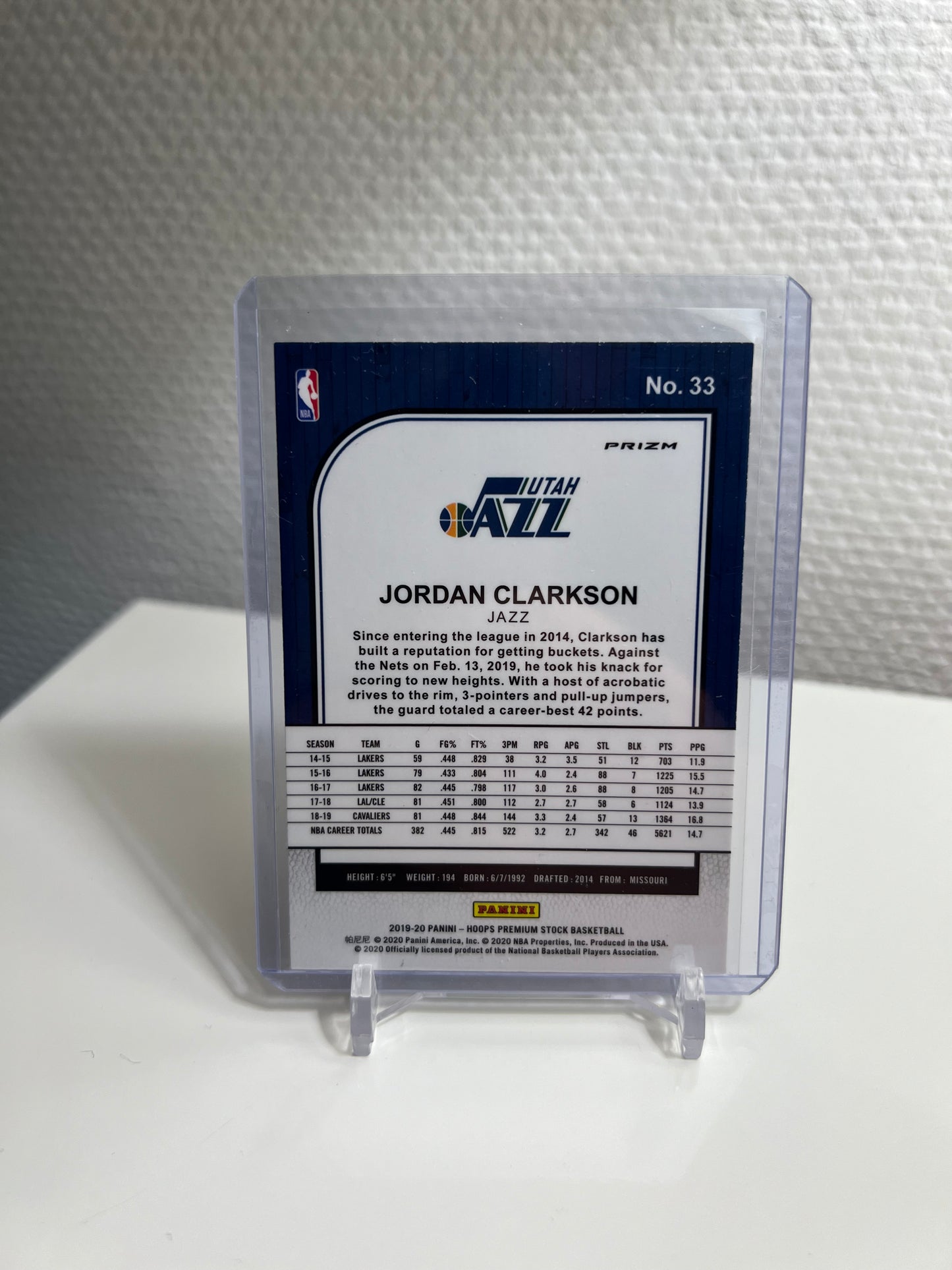 Hoops Premium Stock 19-20 - Jordan Clarkson Green Prizm - Utah Jazz