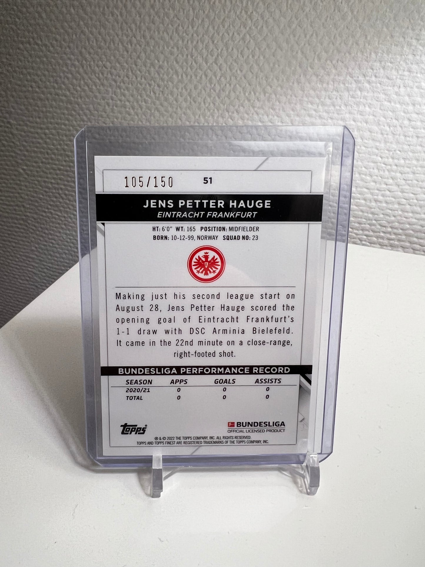Finest 21-22 - Jens Petter Hauge Blue /150 - Eintracht Frankfurt