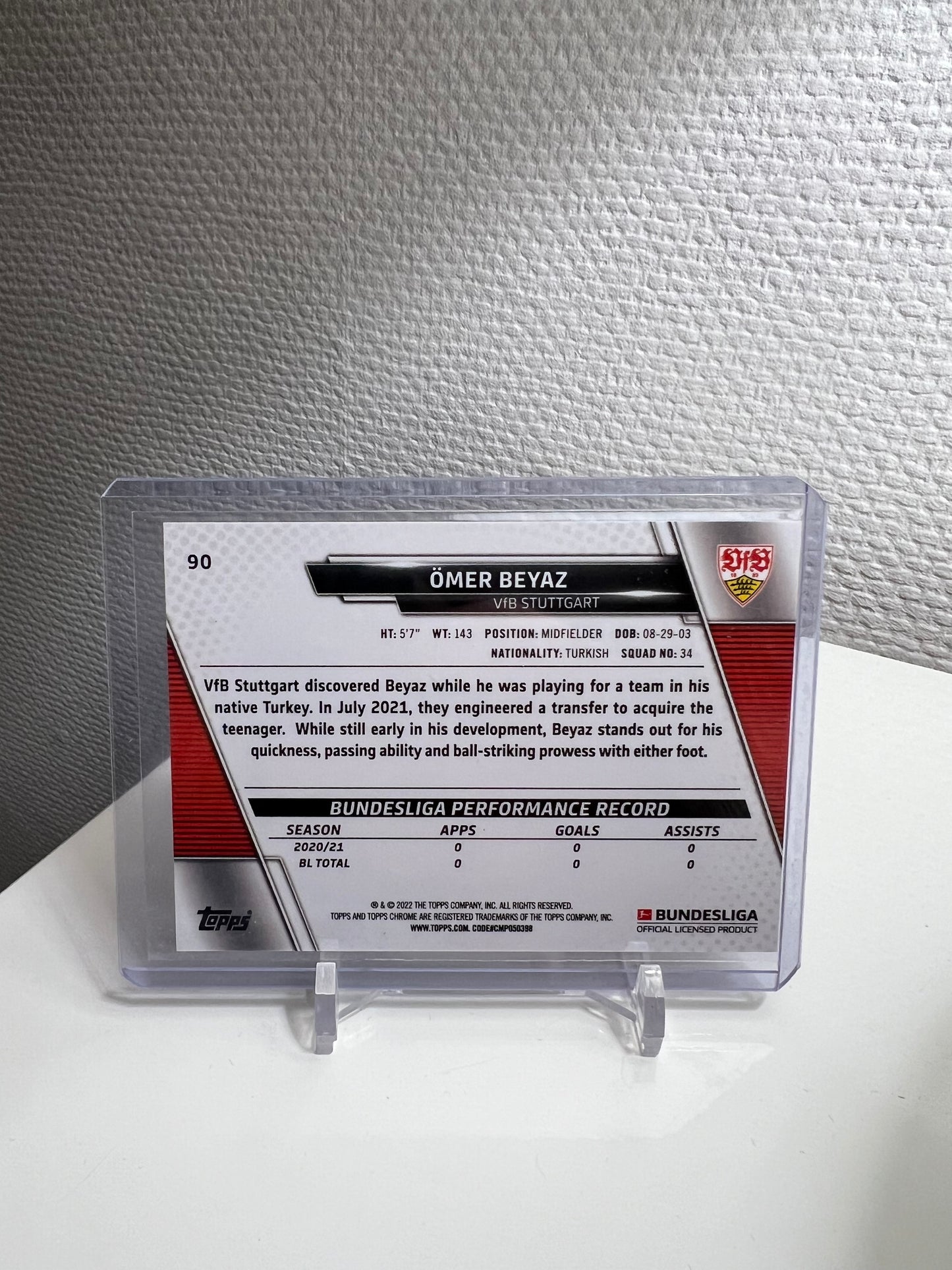 Chrome Sapphire 21-22 - Ömer Beyaz RC Card - VfB Stuttgart