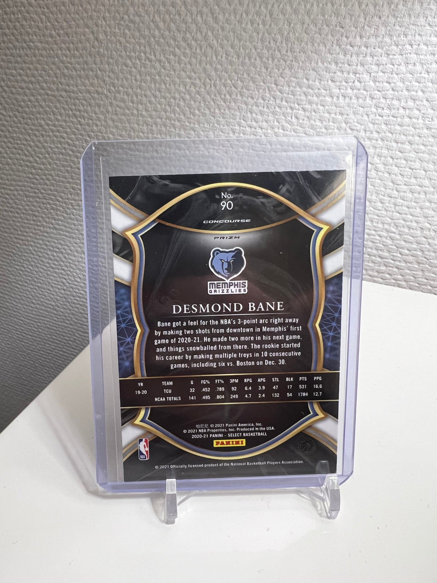 Select 20-21 - Desmond Bane Prizm RC Card Tri-Color Shimmer - Memphis Grizzlies