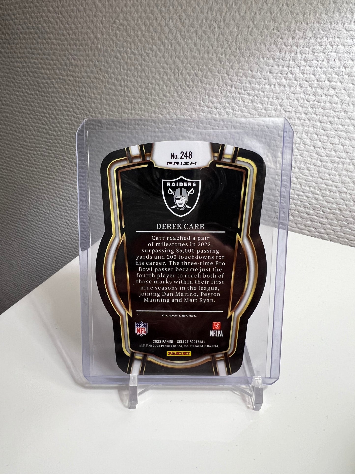 Select 22 - Derek Carr Tri-Color Die-Cut Prizm - Las Vegas Raiders