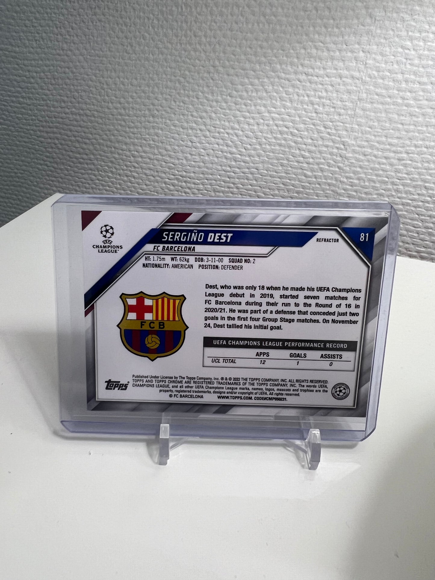 Chrome 21-22 - Sergino Dest Refractor - FC Barcelona