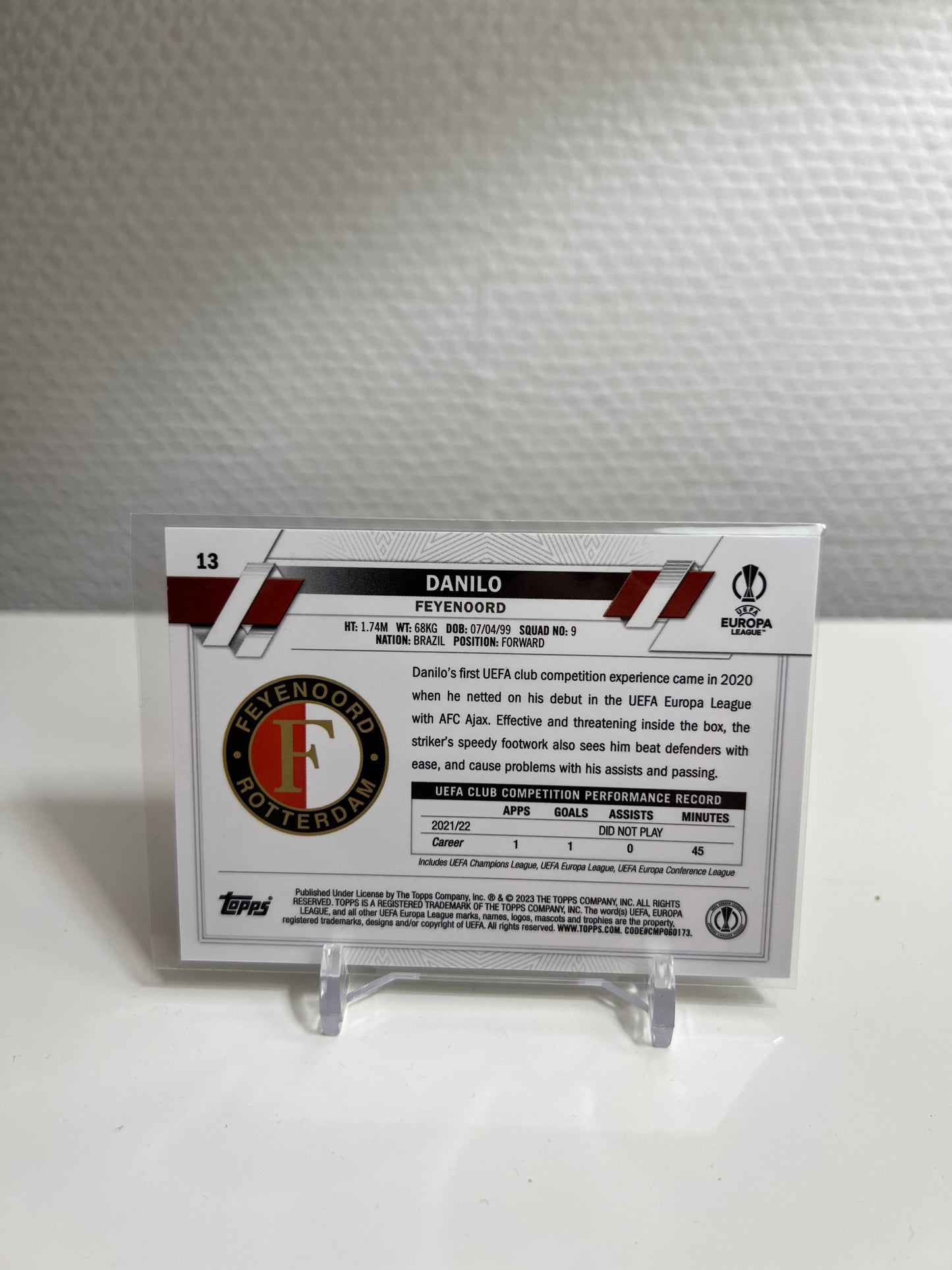 Chrome 22-23 - Danilo RC Card - Feyenord Rotterdam