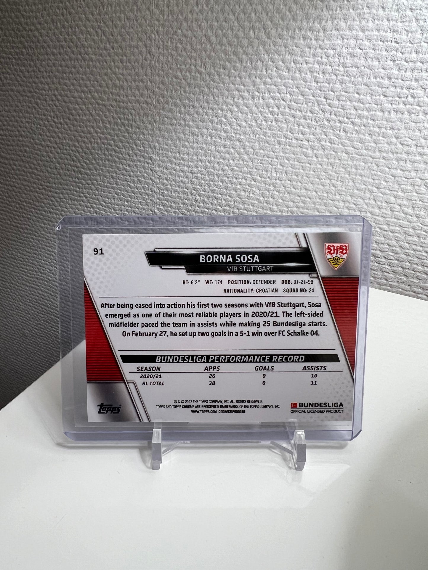 Chrome Sapphire 21-22 - Borna Sosa RC Card - VfB Stuttgart