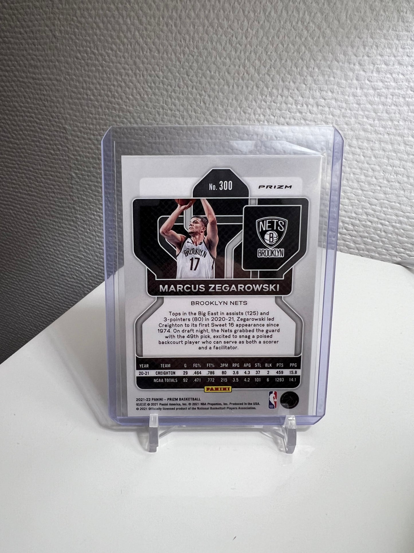 Prizm 21-22 - Marcus Zegarowski Silver Holo RC Card - Brooklyn Nets