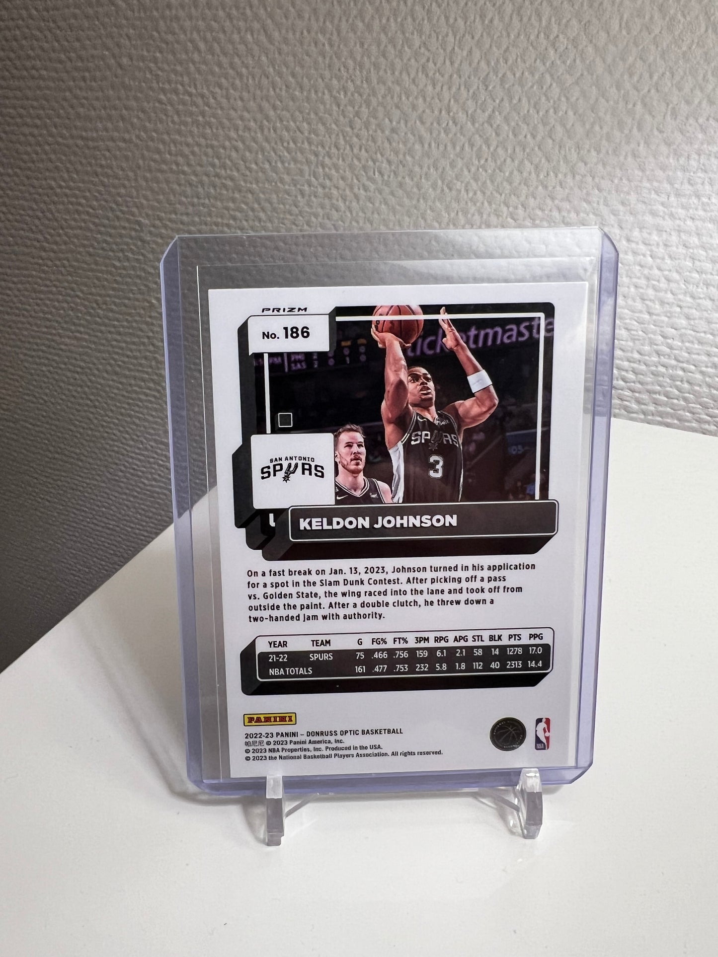 Donruss Optic 22-23 - Keldon Johnson Hyper Pink Prizm - San Antonio Spurs