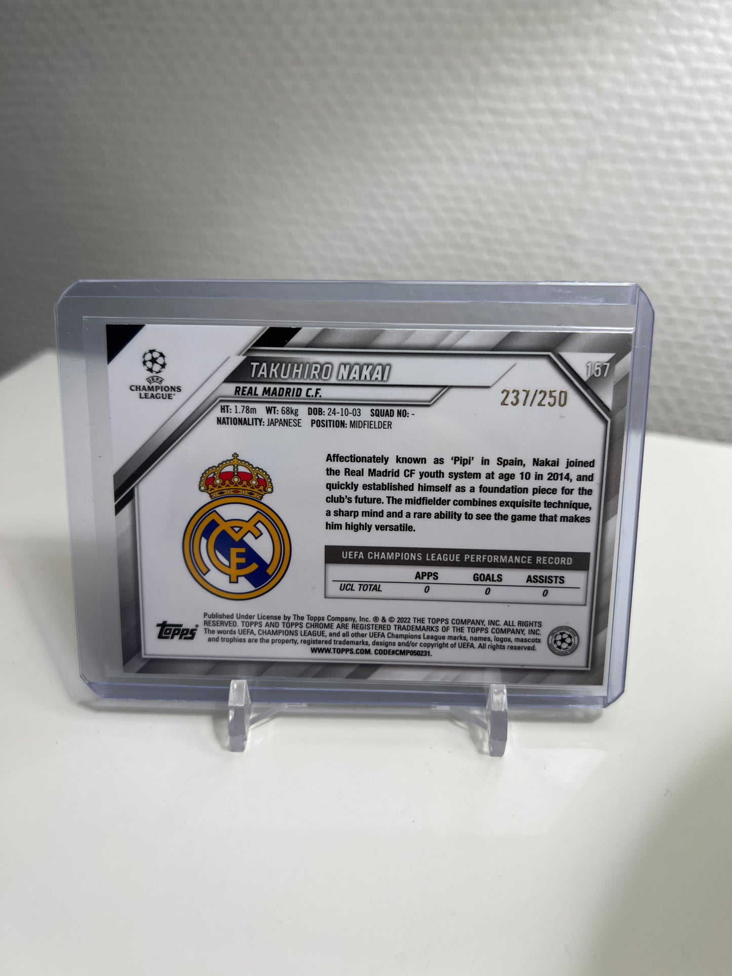 Chrome 21-22 - Takuhiro Nakai Purple /250 RC-Card - Real Madrid