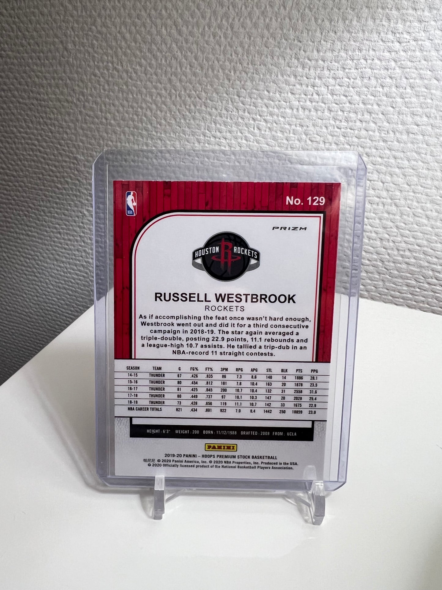 Hoops Premium Stock 19-20 - Russel Westbrook Silver Mojo Prizm - Houston Rockets