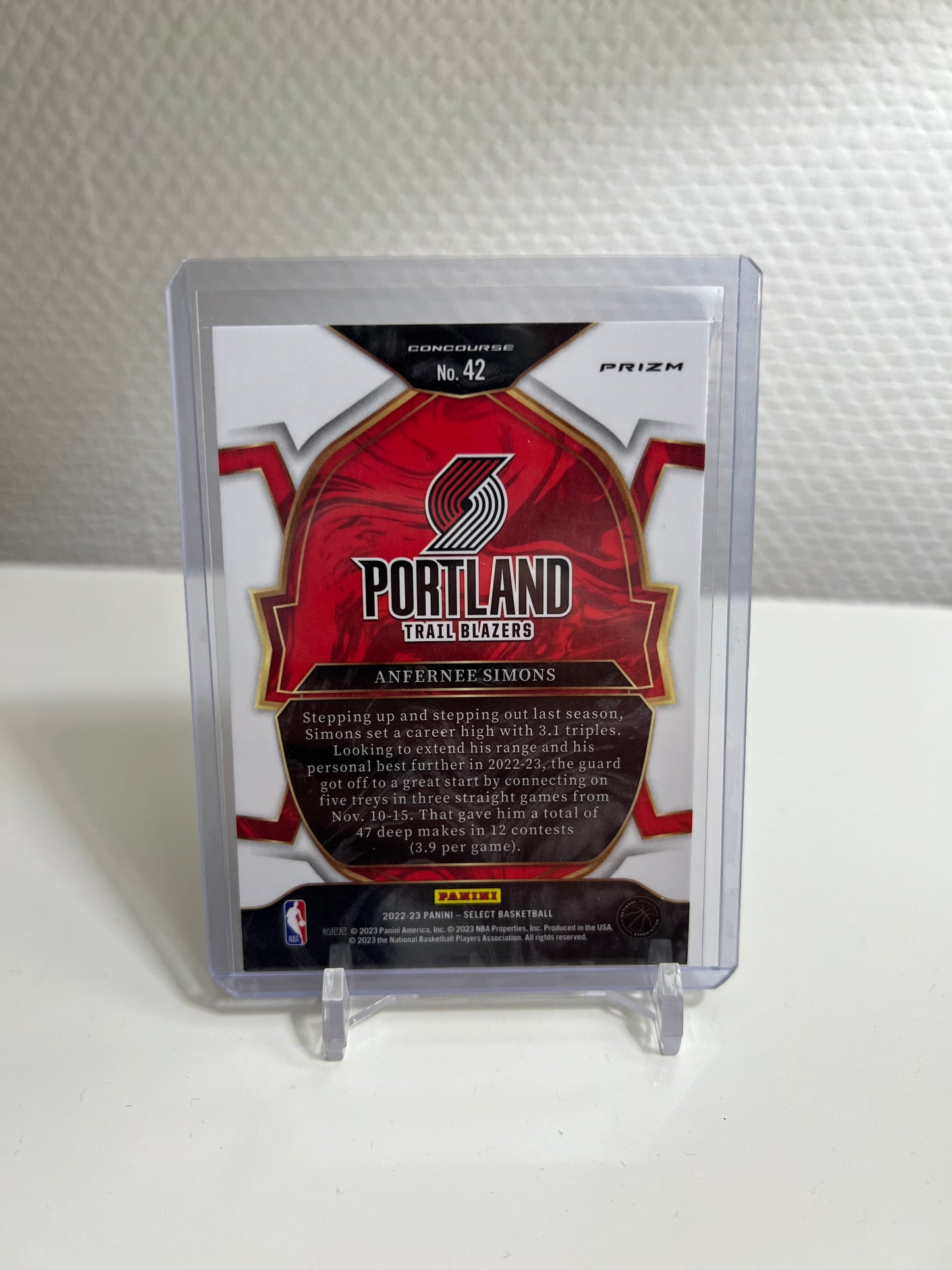 Select 22-23 - Anfernee Simons Orange Shimmer Prizm - Portland Trail Blazers