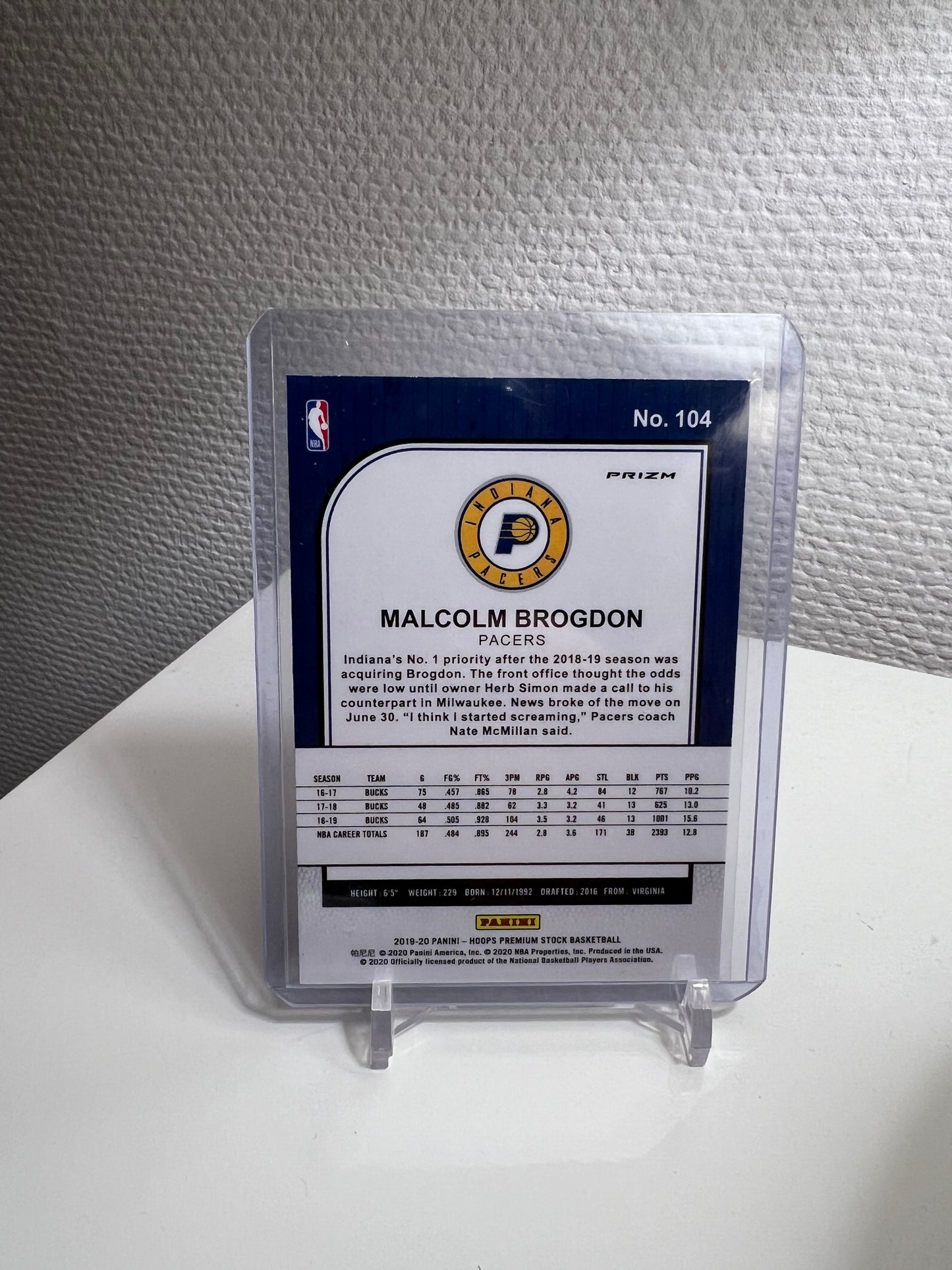 Hoops Premium Stock 19-20 - Malcolm Brogdon Red Prizm - Indiana Pacers