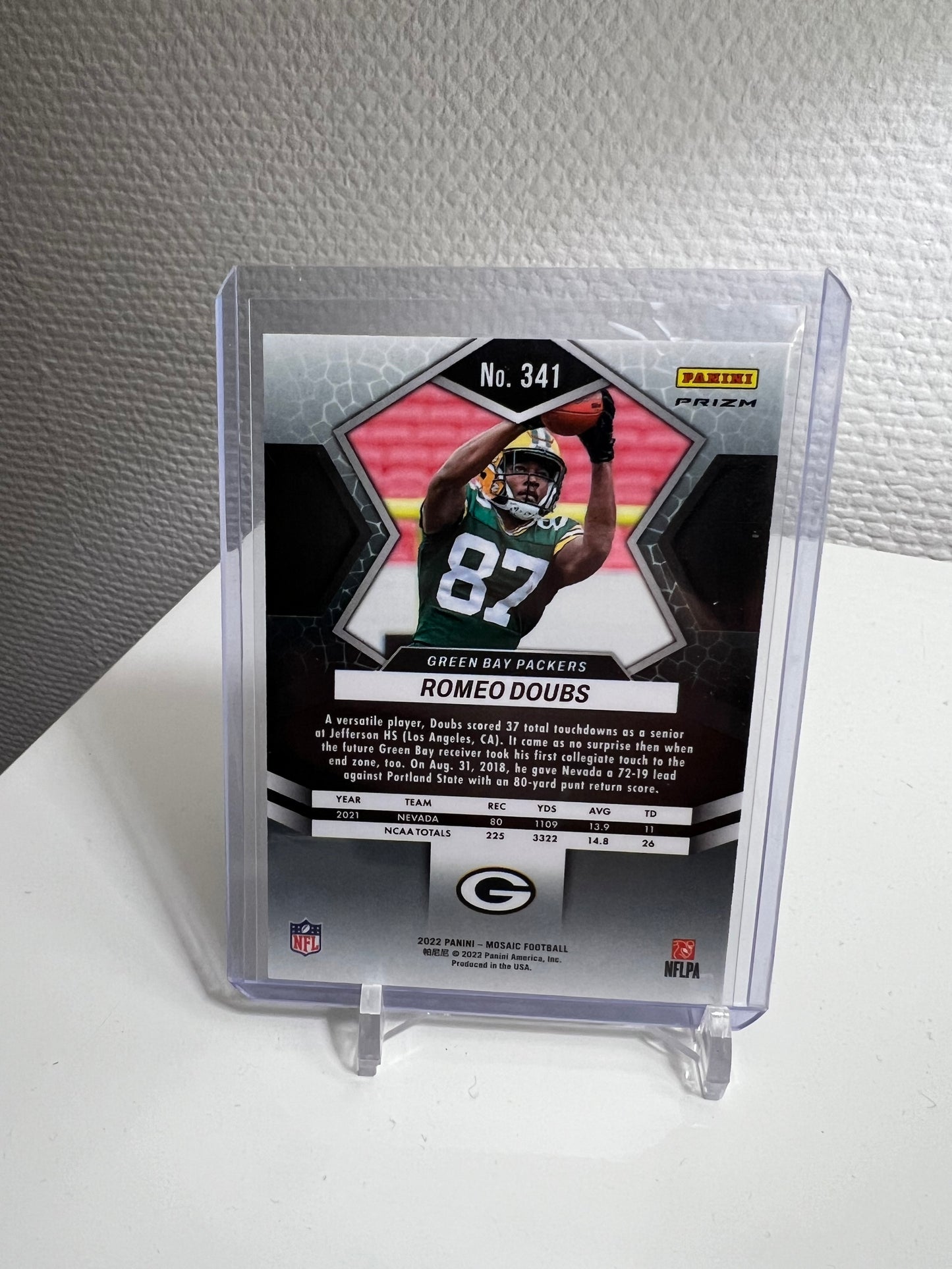 Mosaic 22 - Romeo Doubs Green Prizm RC Card - Green Bay Packers