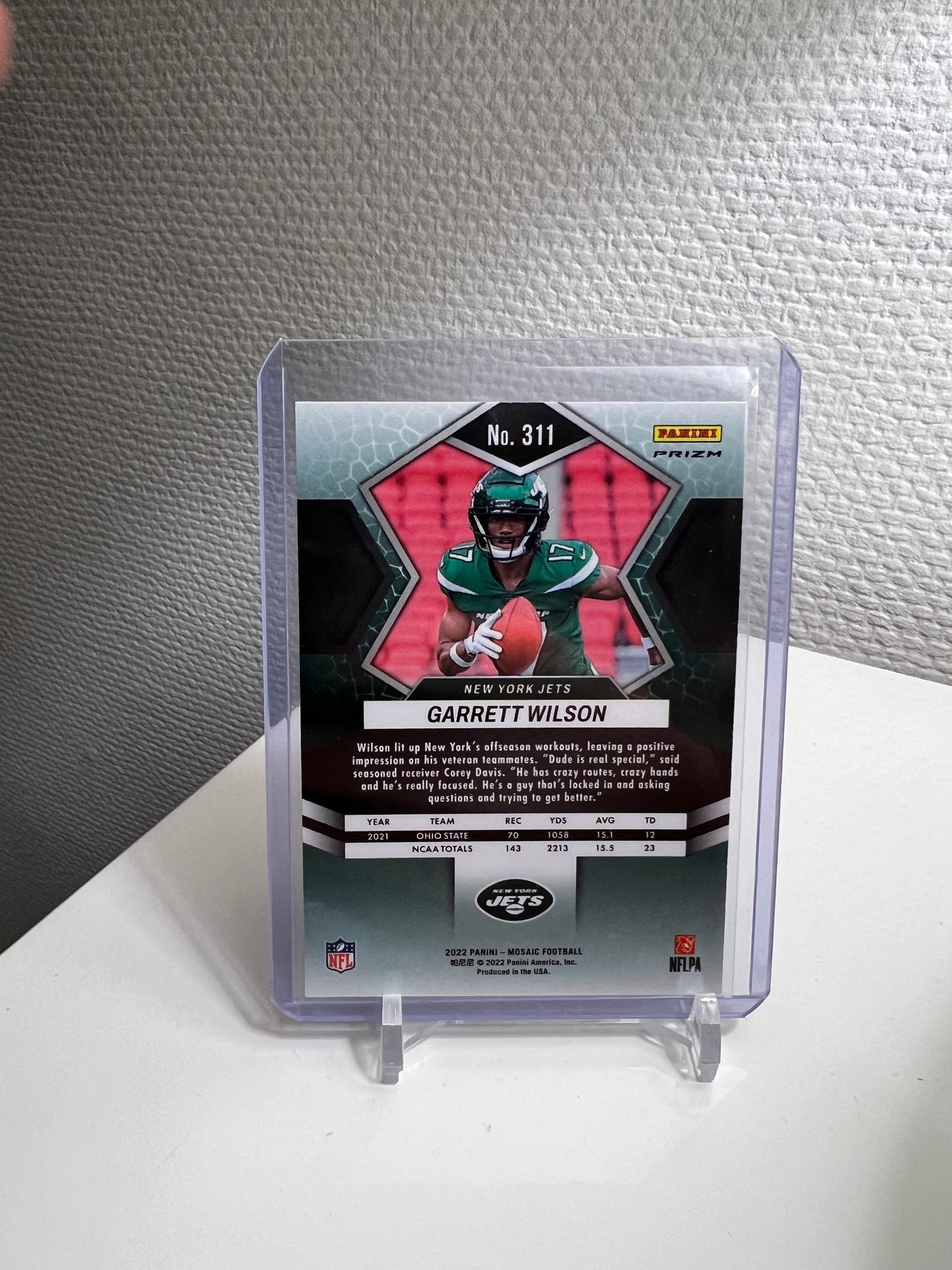 Mosaic 22 - Garrett Wilson Green Prizm RC Card - New York Jets