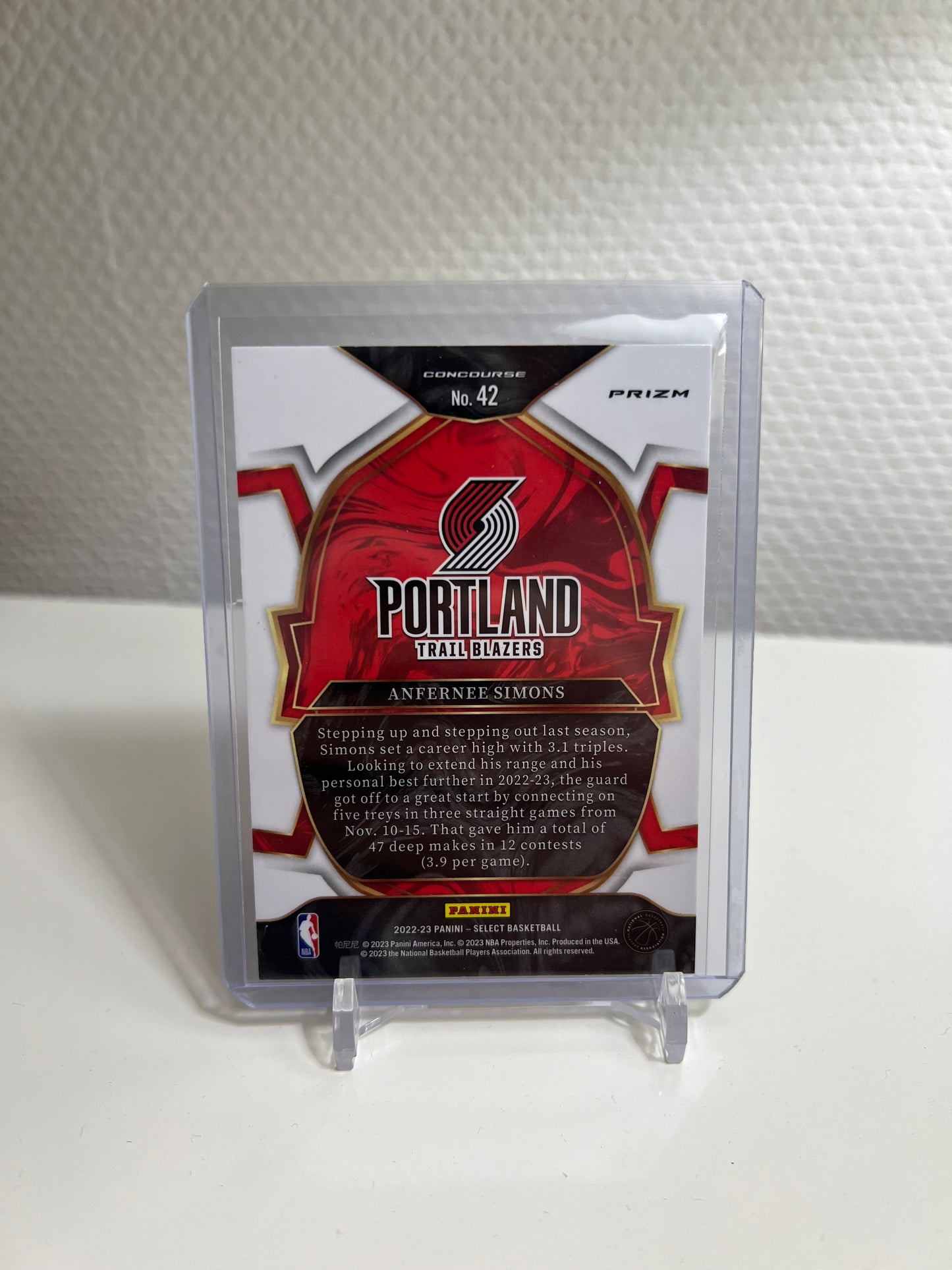 Select 22-23 - Anfernee Simons Tri-Color Prizm - Portland Trail Blazers