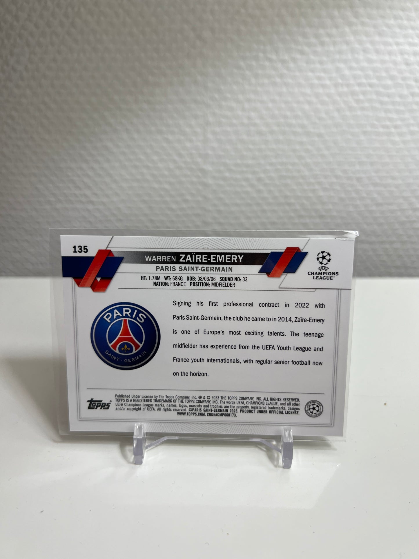 Chrome 22-23 - Warren Zaire-Emery RC Card - Paris Saint-Germain