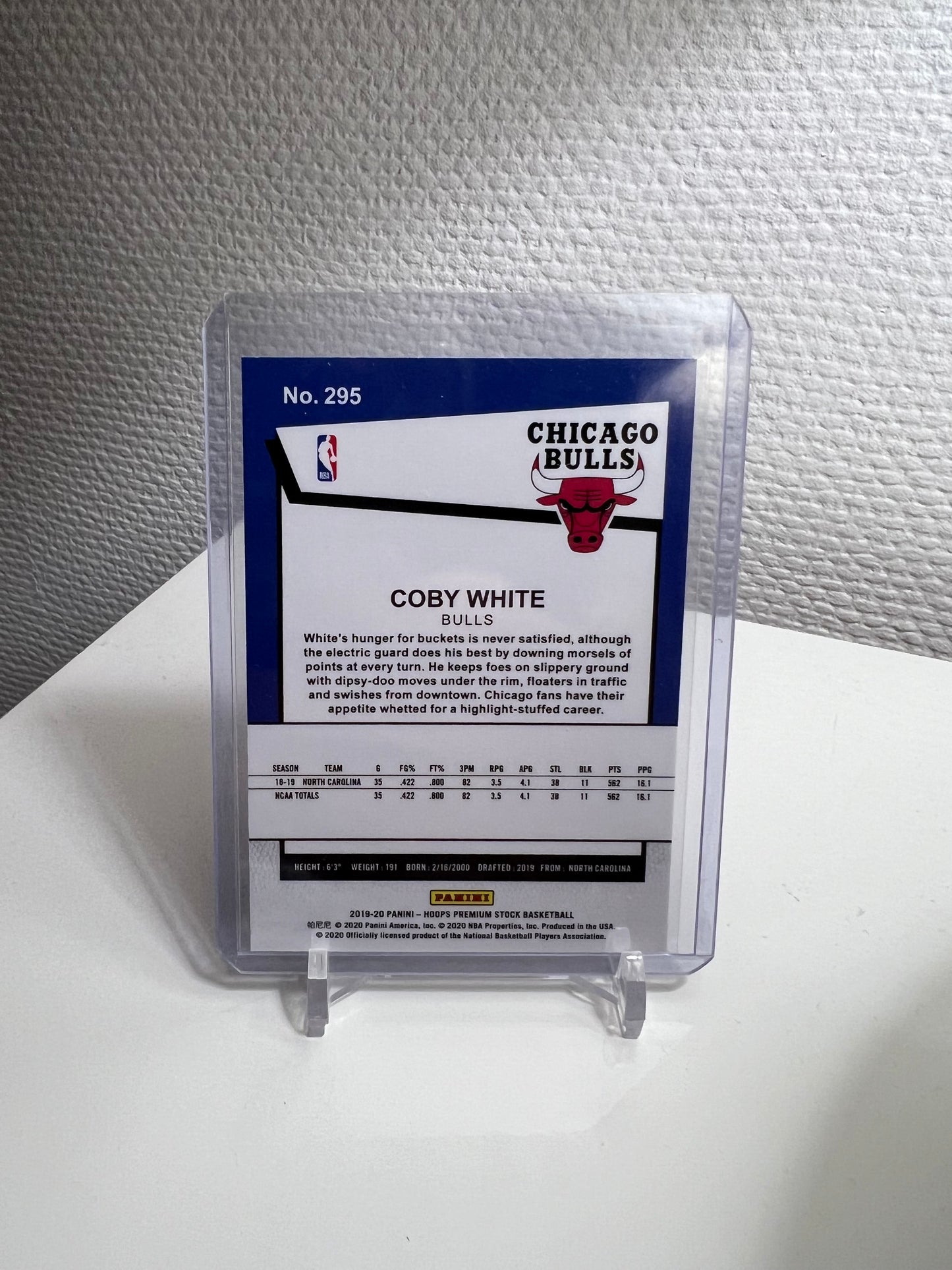 Hoops Premium Stock 19-20 - Coby White Tribute RC Card - Chicago Bulls