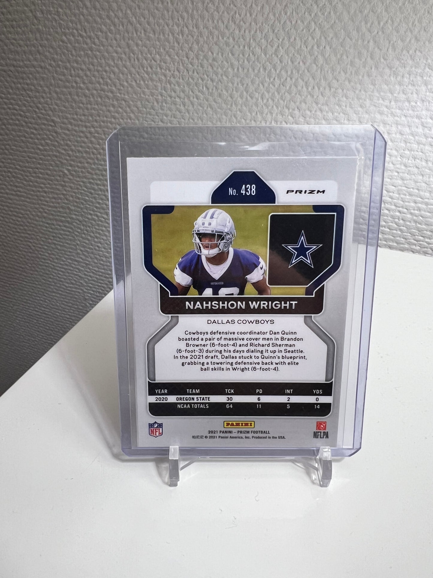 Prizm 21 - Nahshon Wright Orange Velocity Holo RC Card - Dallas Cowboys