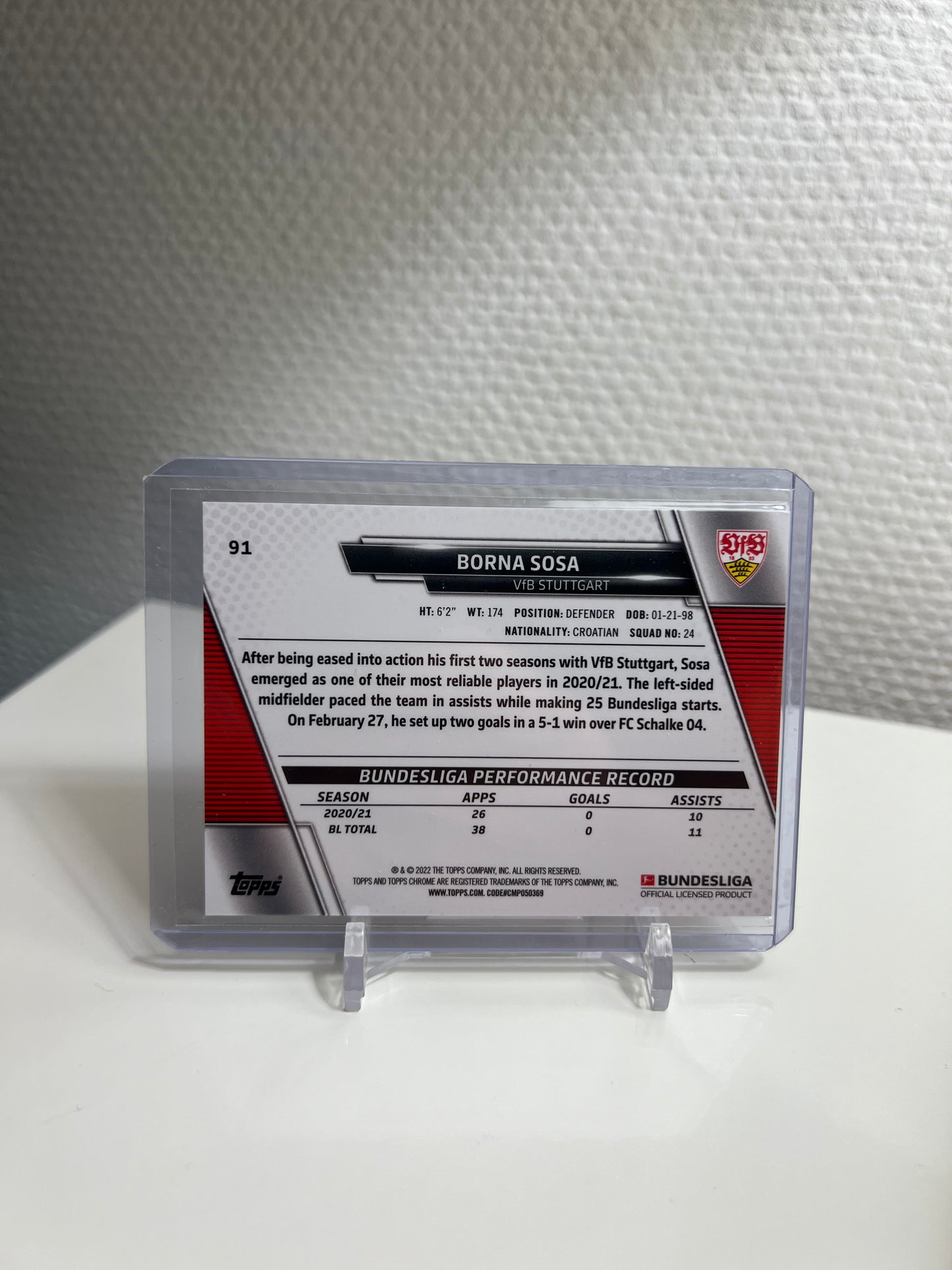 Chrome 21-22 - Borna Sosa RC Card - VfB Stuttgart