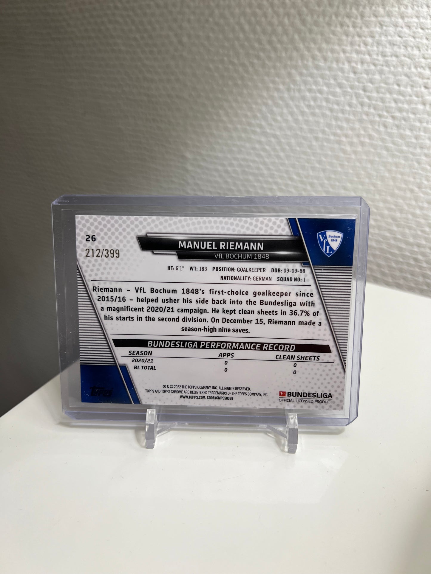 Chrome 21-22 - Manuel Riemann Magenta Wave /399 - VfL Bochum