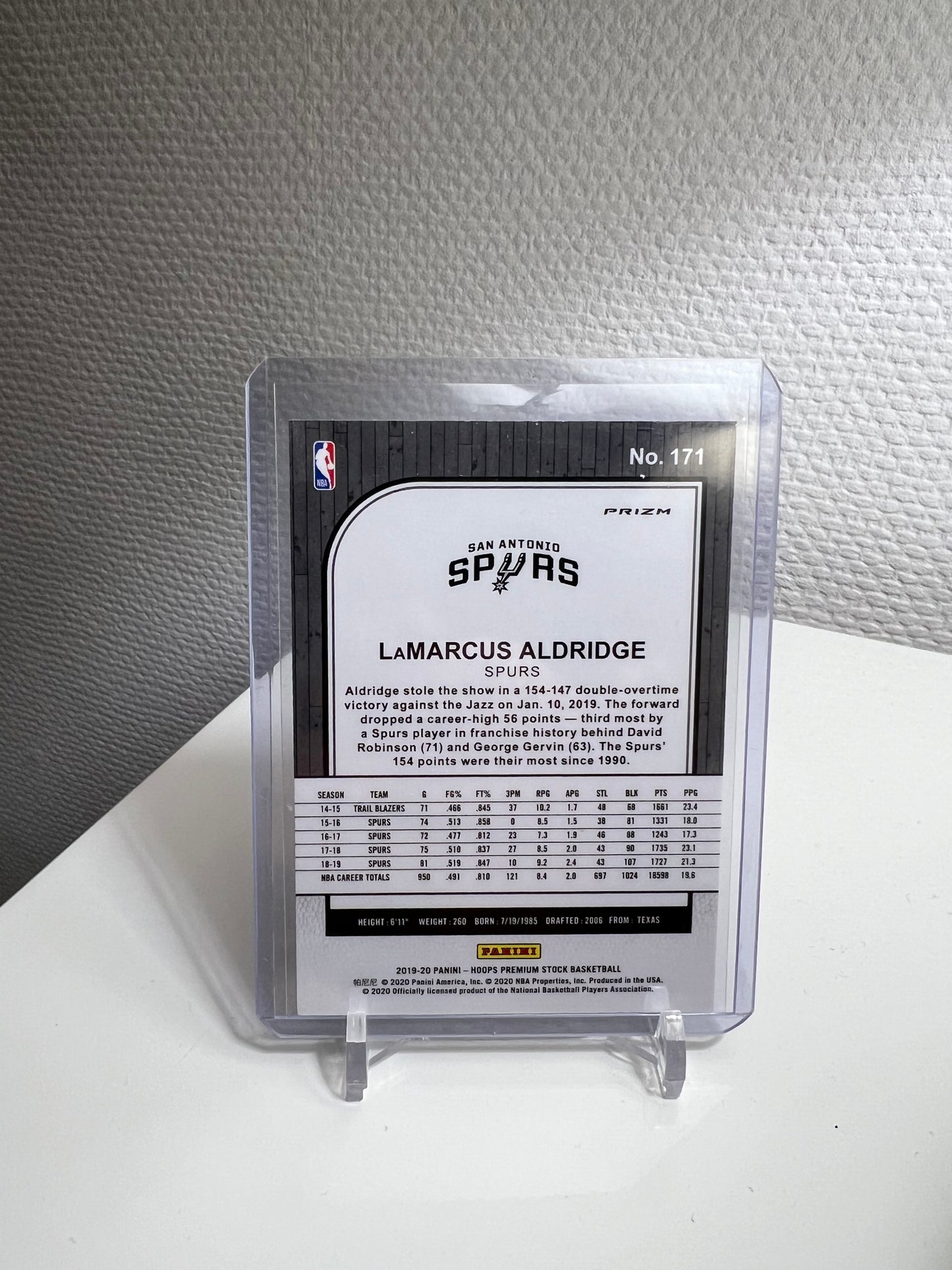 Hoops Premium Stock 19-20 - LaMarcus Aldridge Silver Mojo Prizm - San Antonio Spurs