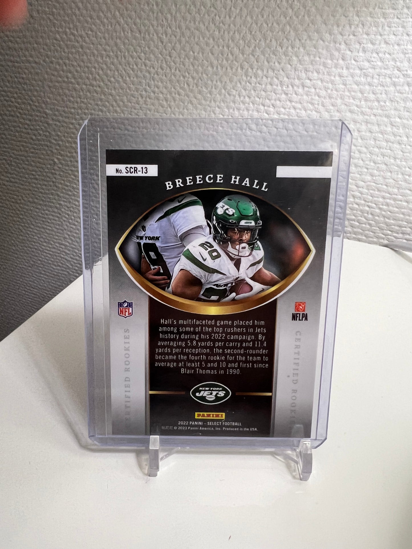 Select 22 - Breece Hall Certified Rookies RC Card - New York Jets #SCR-13