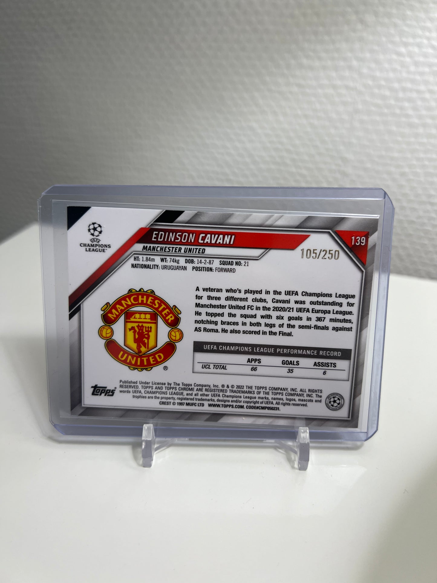 Chrome 21-22 - Edinson Cavani Purple /250 - Manchester United
