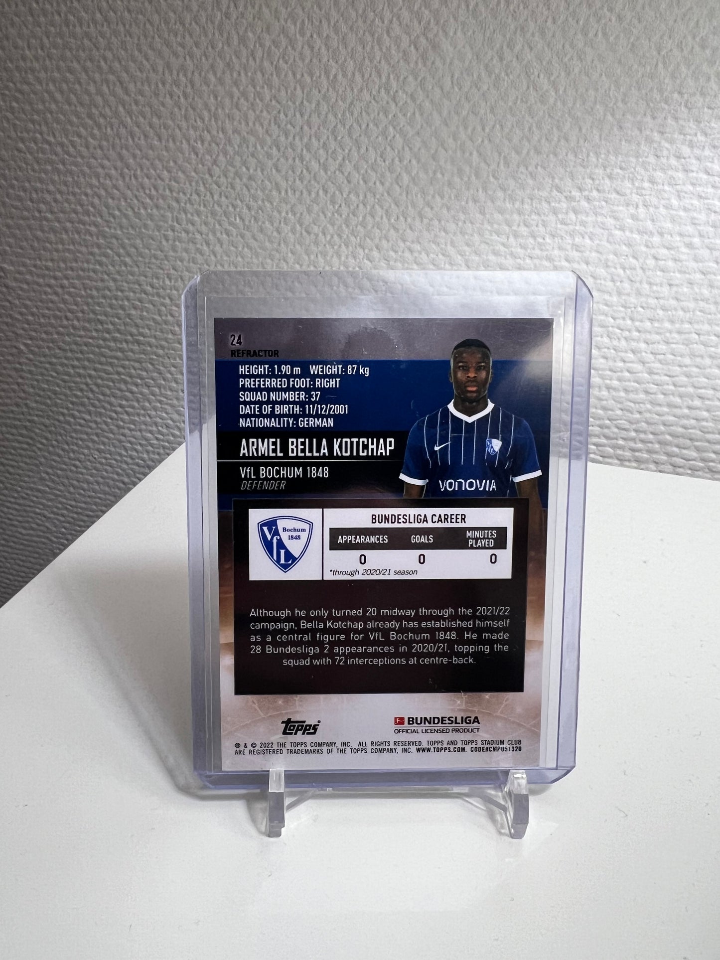 Stadium Club Chrome 21-22 - Armel Bella Kotchap Refractor RC Card - VfL Bochum