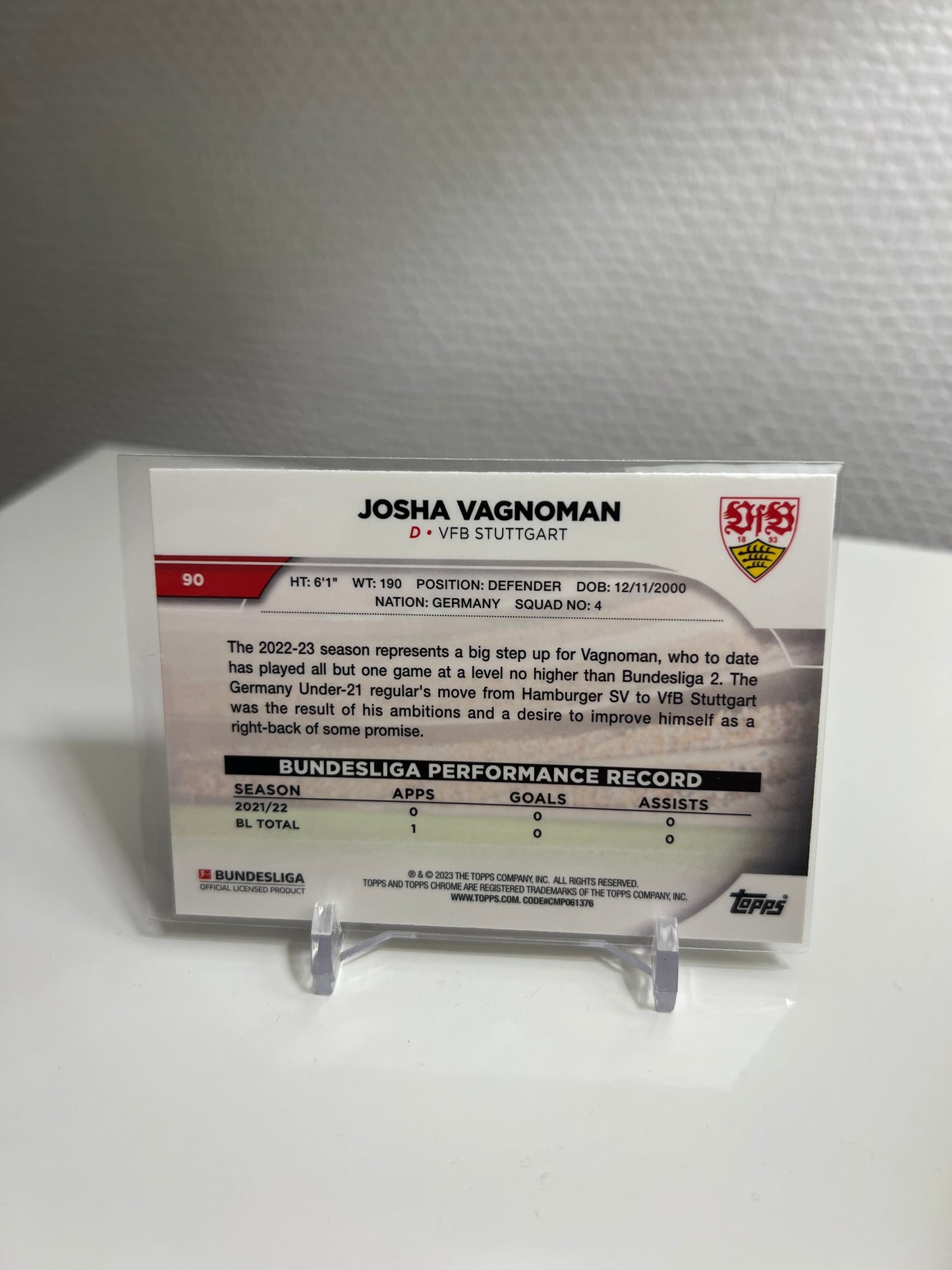Chrome 22-23 - Josha Vagnoman RC Card - VfB Stuttgart