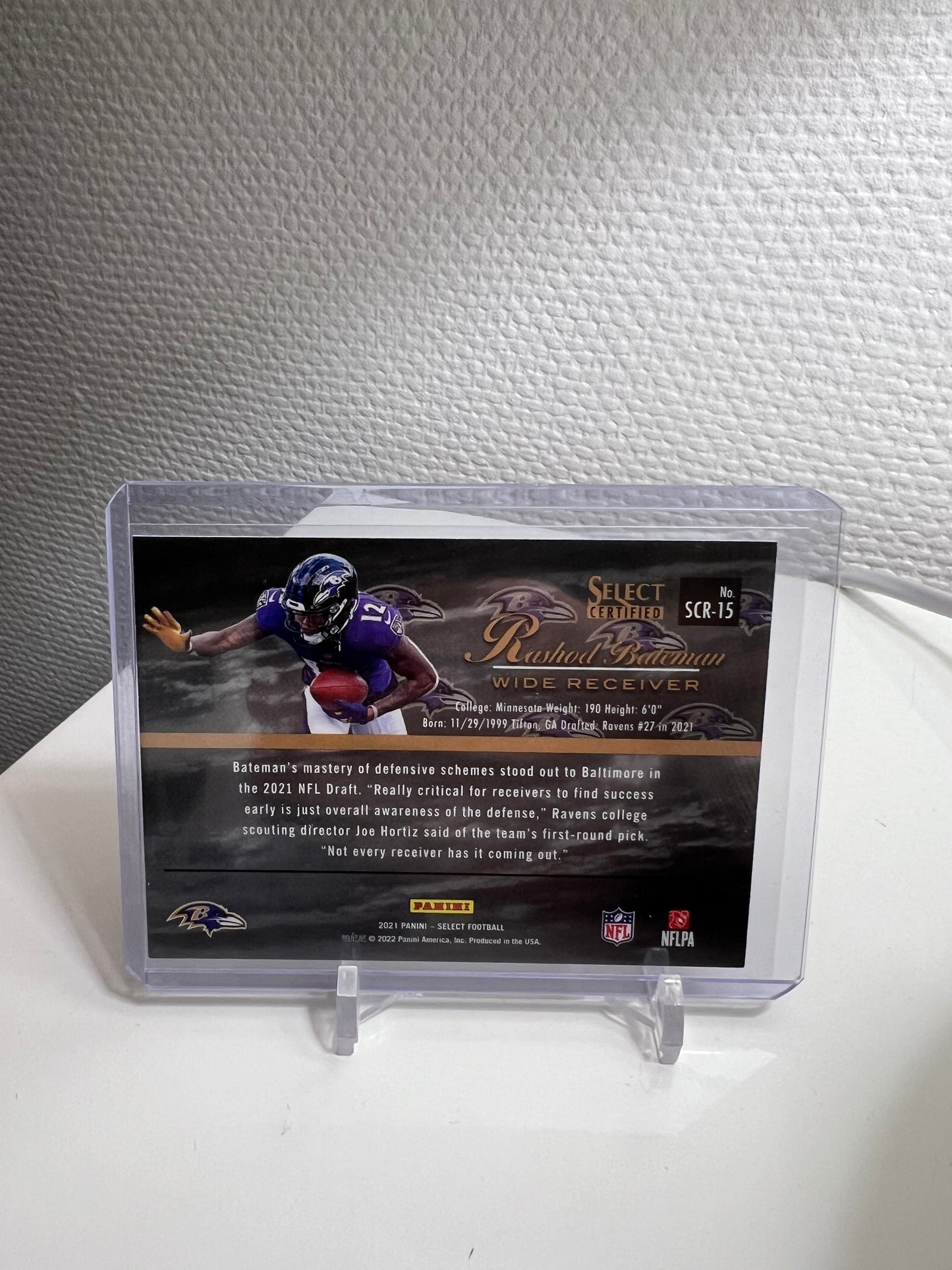 Select 21 - Rashod Bateman Certified Rookies RC Card - Baltimore Ravens #SCR-15