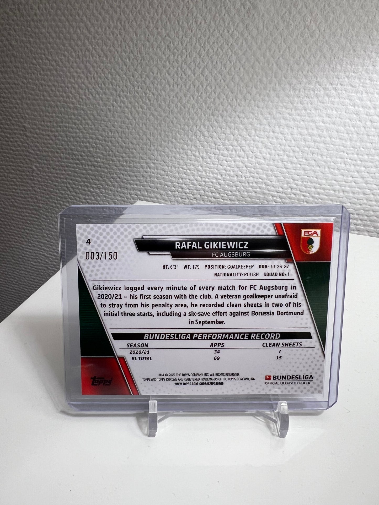 Chrome 21-22 - Rafal Gikiewicz Blue Wave /150 - FC Augsburg