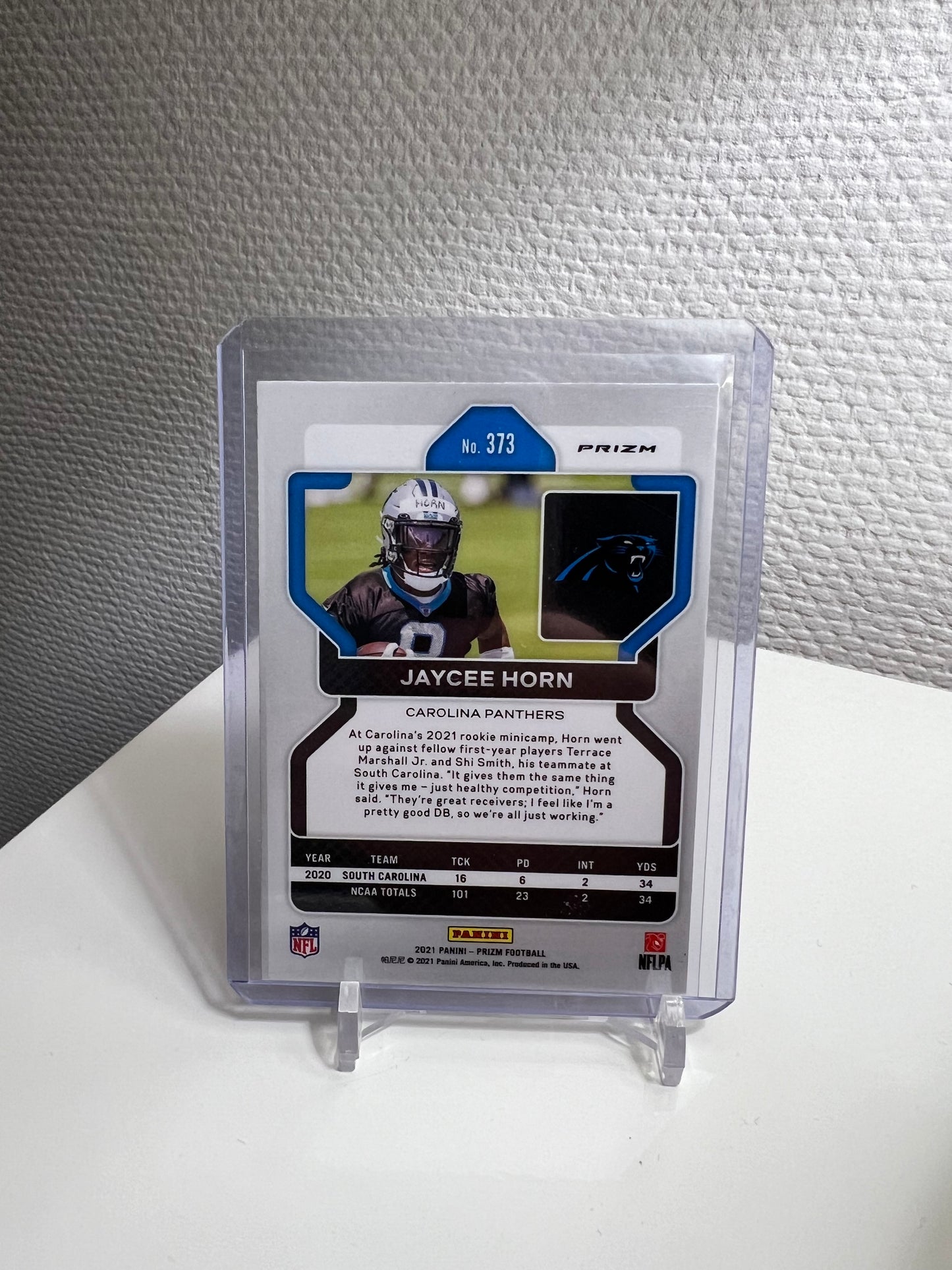 Prizm 21 - Jaycee Horn Orange Velocity RC Card - Carolina Panthers