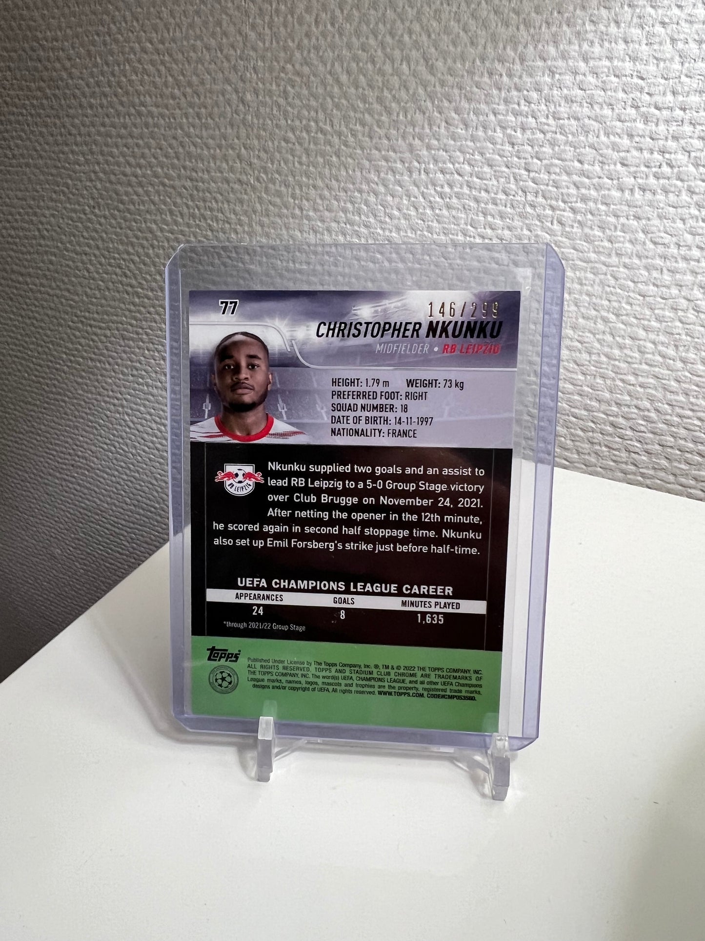 Stadium Club Chrome 21-22 - Christopher Nkunku Black & White /299 - RB Leipzig