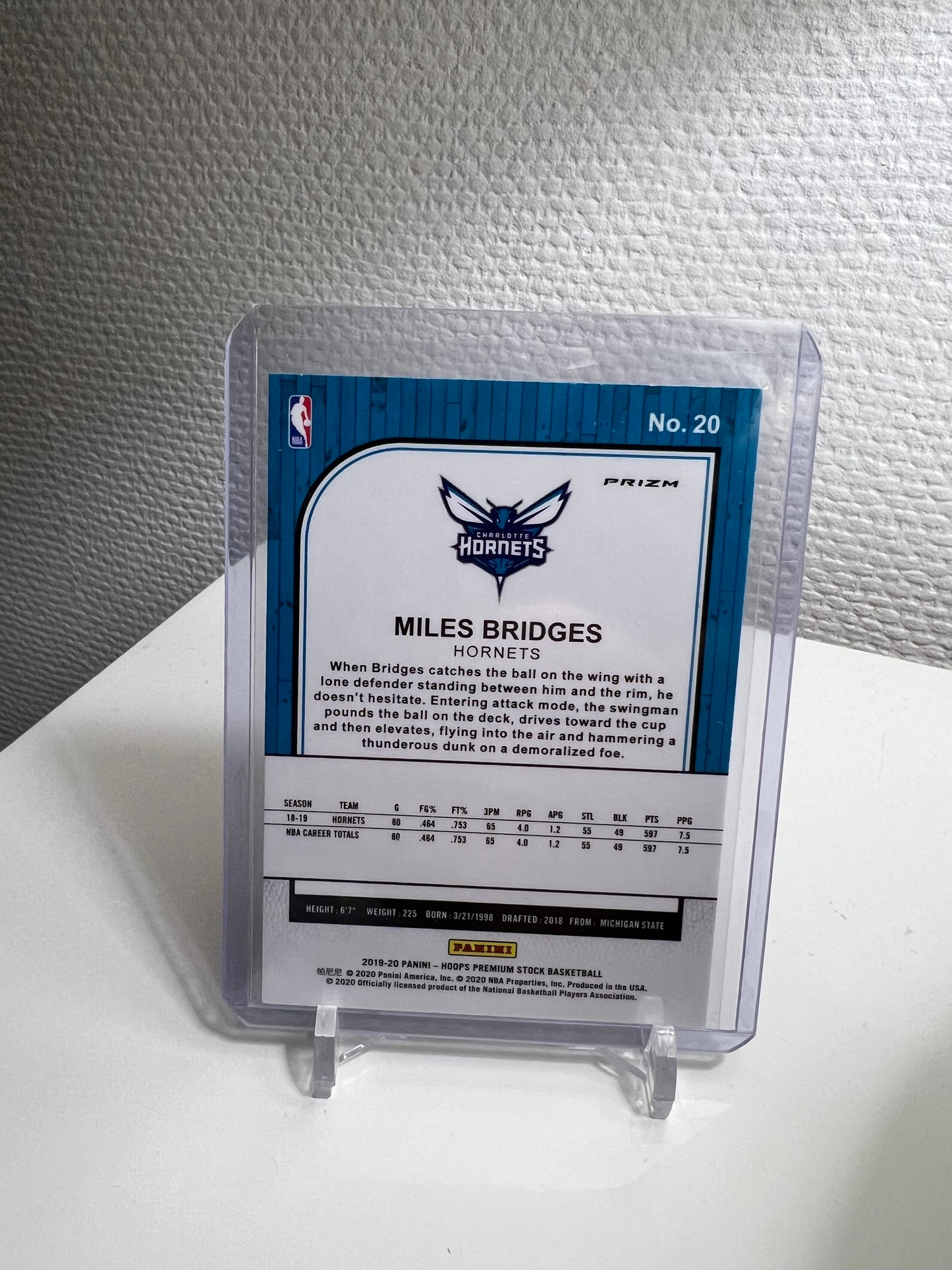Hoops Premium Stock 19-20 - Miles Bridges Green Prizm - Charlotte Hornets