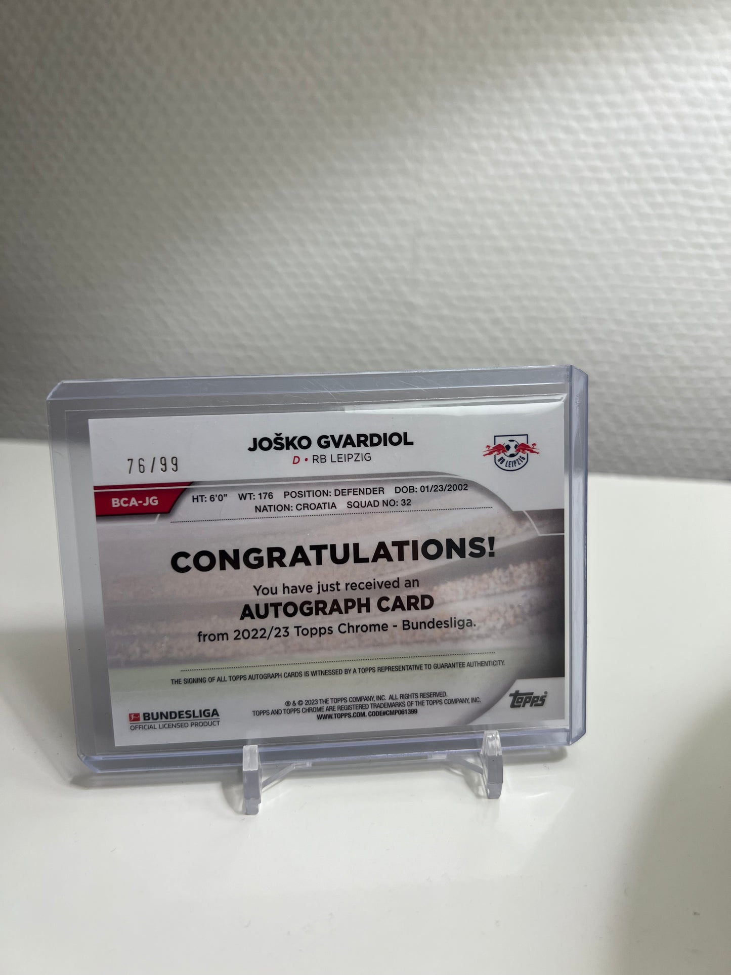 Chrome 22-23 - Josko Gvardiol Autograph Green /99 - RB Leipzig