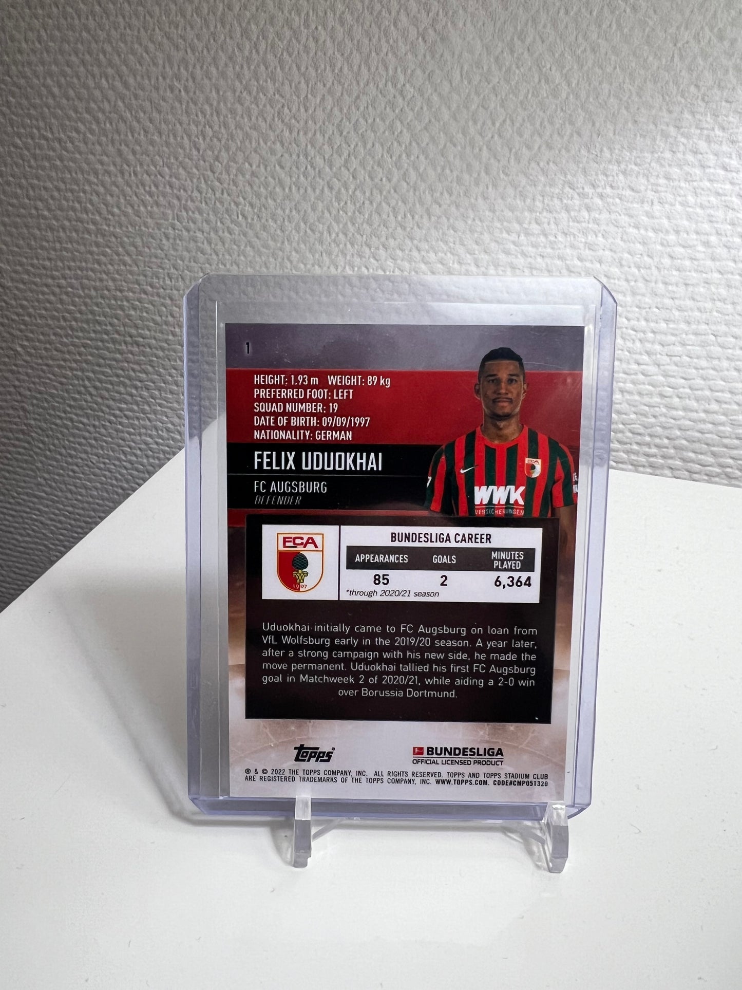 Stadium Club Chrome 21-22 - Felix Uduokhai Wave - FC Ausgburg