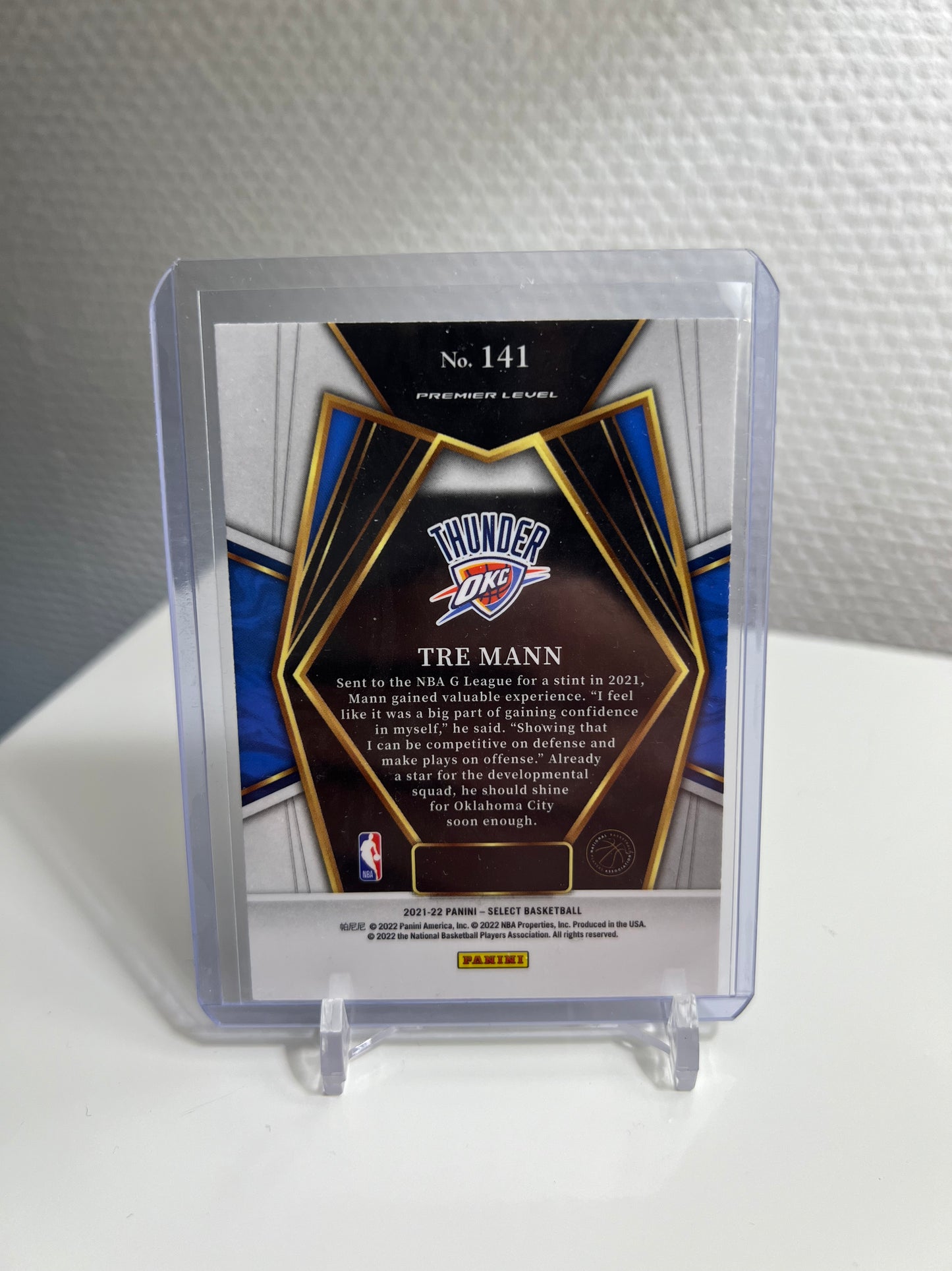 Select 21-22 - Tre Mann Premier Level RC Card - Oklahoma City Thunder