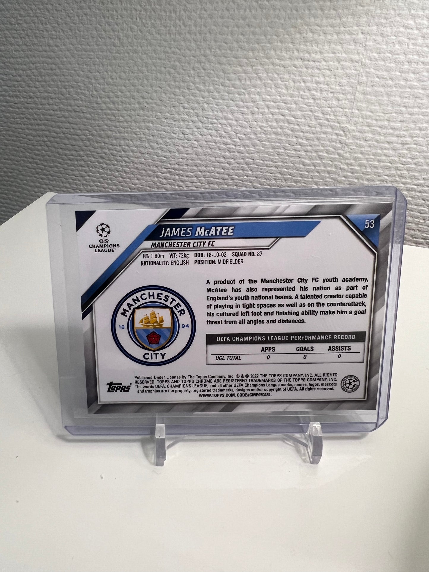Chrome 21-22 - James McAtee RC Card Ray Wave - Manchster City