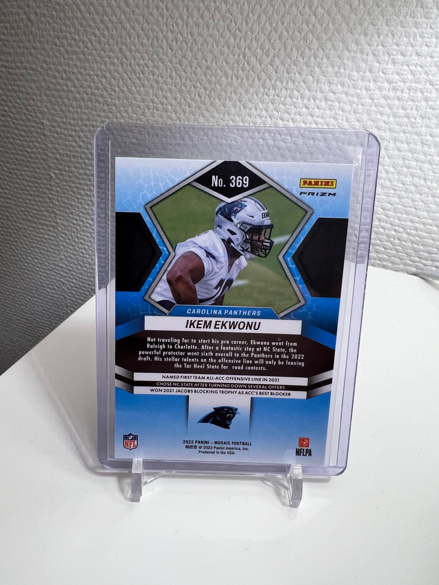 Mosaic 22 - Ikem Ekwonu Silver Prizm RC Card - Carolina Panthers