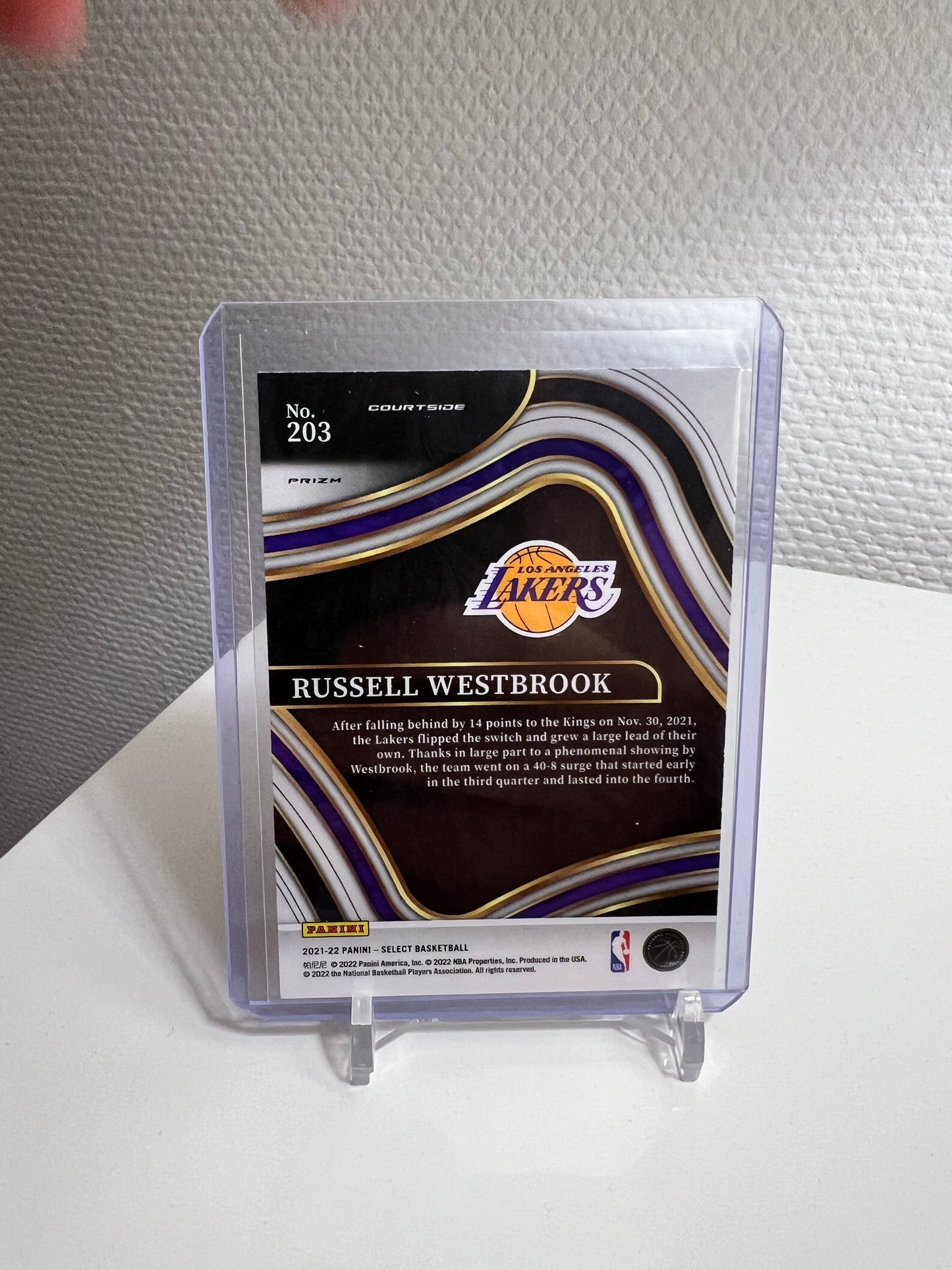Select 21-22 - Russell Westbrook Orange Shimmer Prizm - Los Angeles Lakers