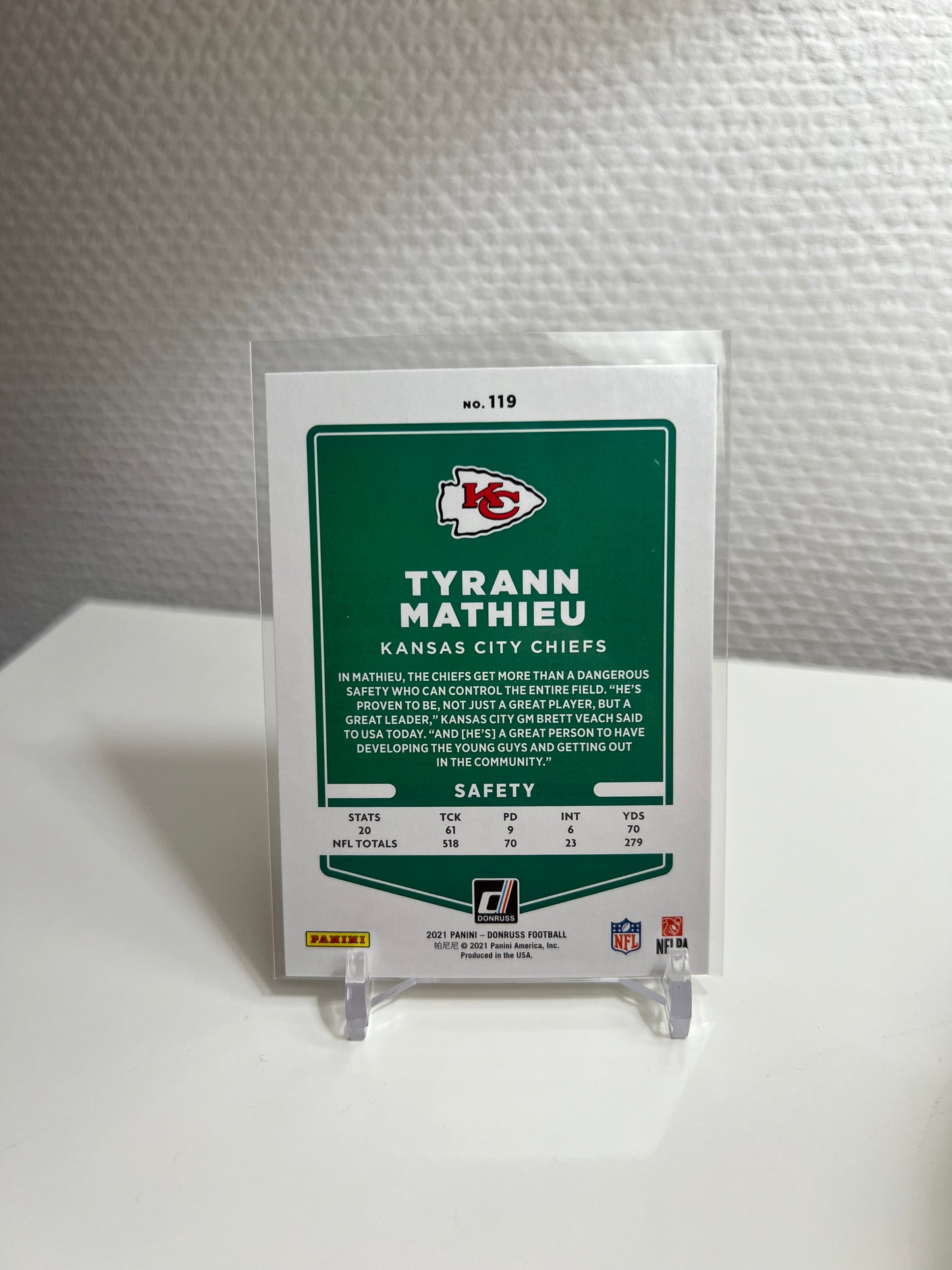 Donruss 21 - Tyrann Mathieu - Kansas City Chiefs