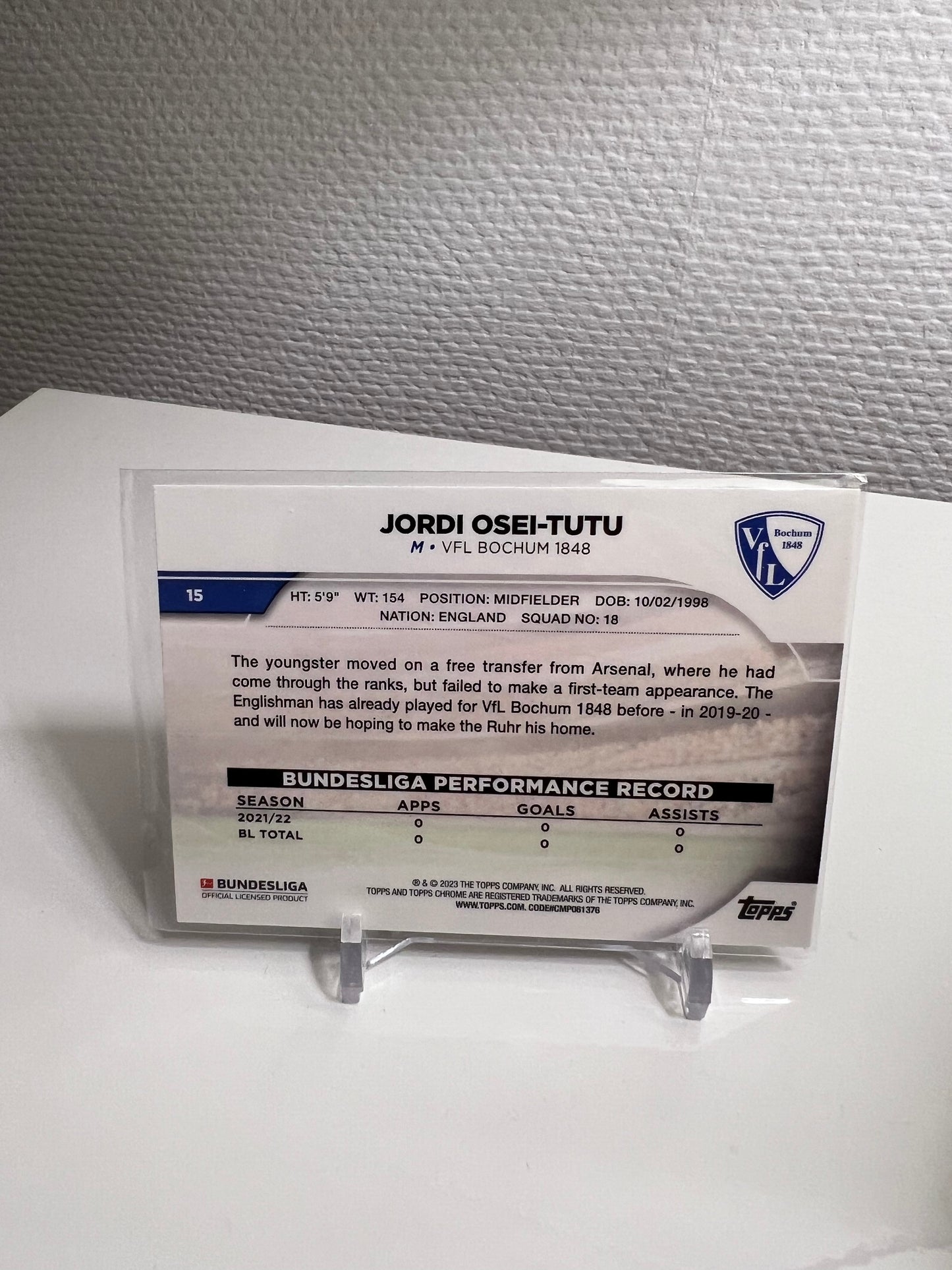 Chrome 22-23 - Jordi Osei-Tutu RC Card - VfL Bochum 1848