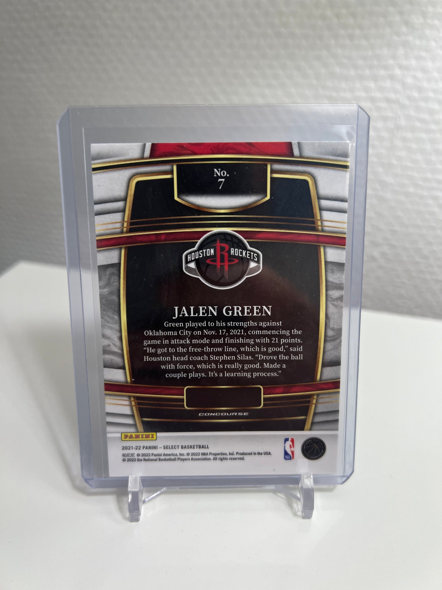 Select 21-22 - Jalen Green Concourse RC Card - Houston Rockets