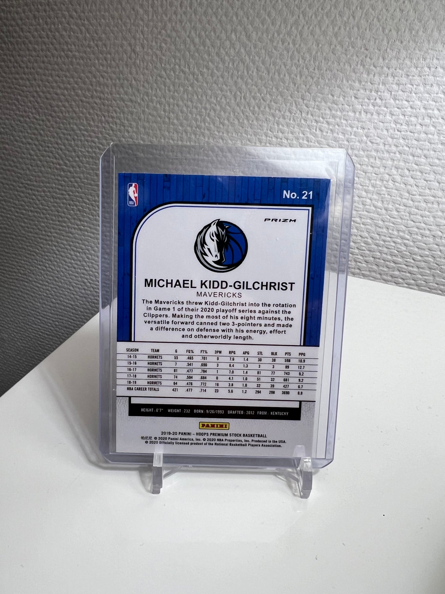 Hoops Premium Stock 19-20 - Michael Kidd-Gilchrist Silver Mojo Prizm - Dallas Mavericks