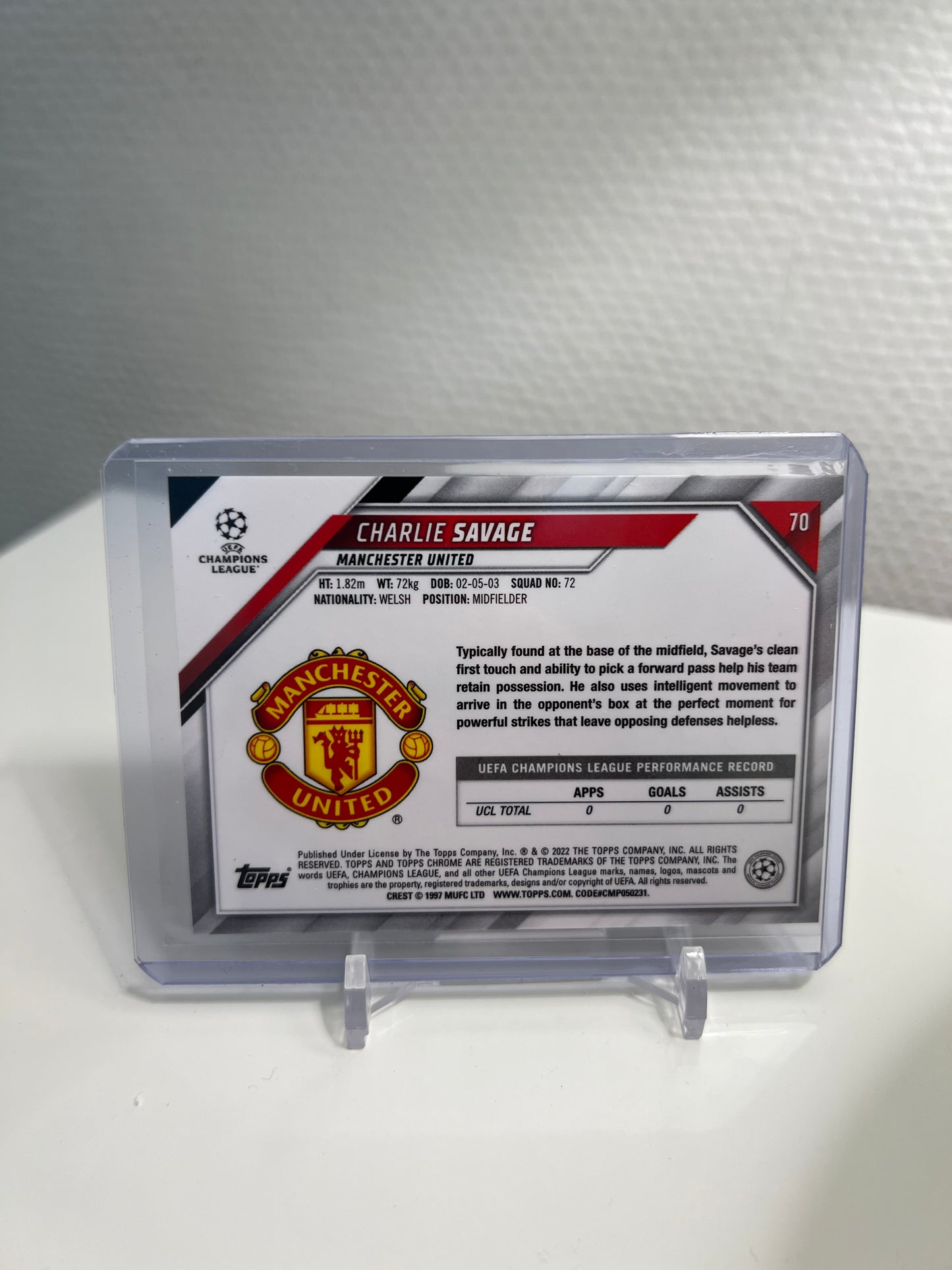 Chrome 21-22 - Charlie Savage RC Card - Manchester United